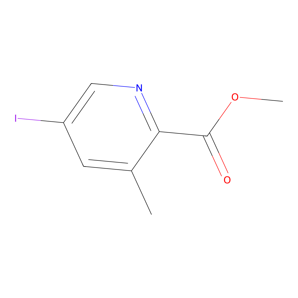 Methyl 5-iodo-3-methylpyridine-2-carboxylate molecular structure, CAS 1360968-36-0