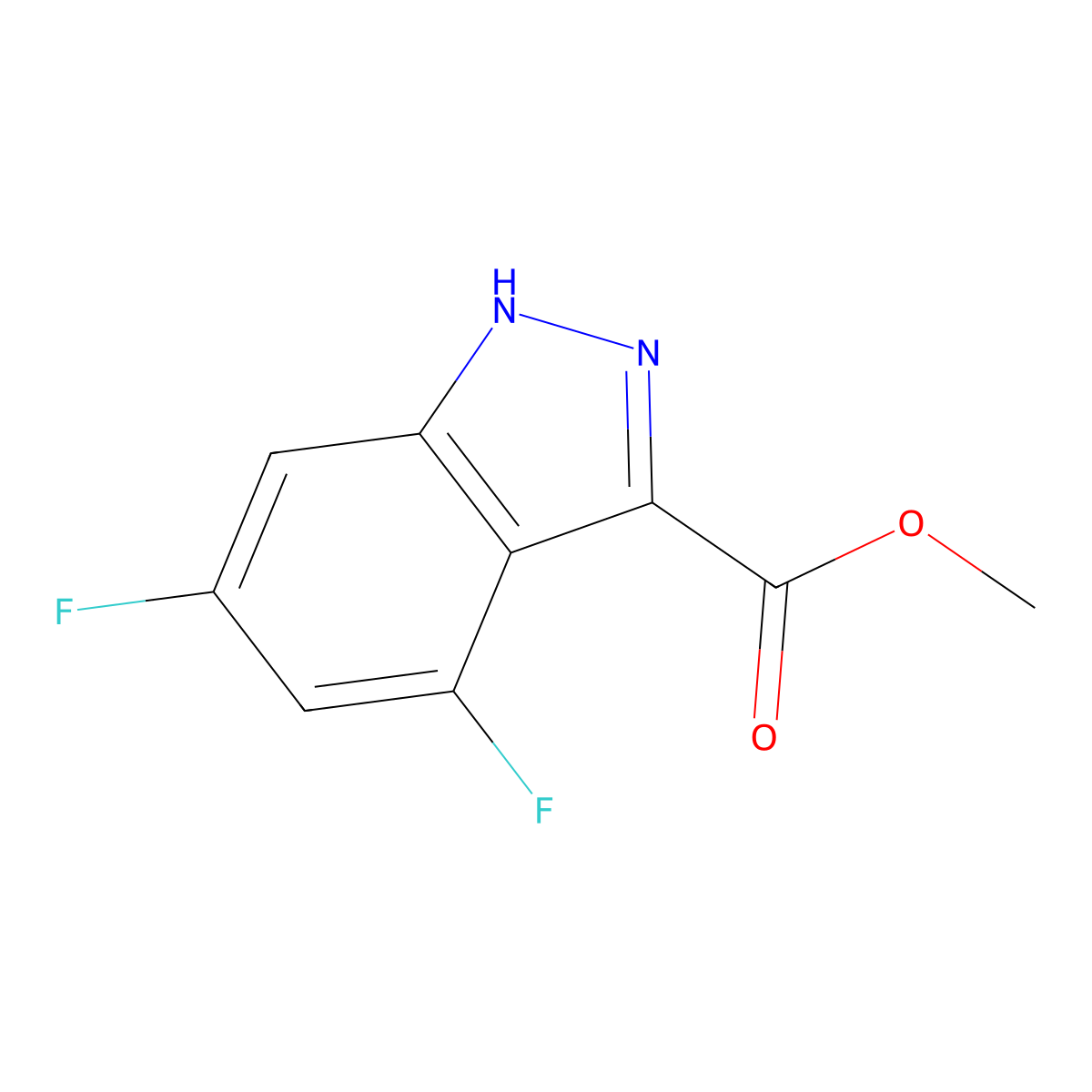 Methyl 4,6-difluoro-1H-indazole-3-carboxylate molecular structure, CAS 1360973-23-4