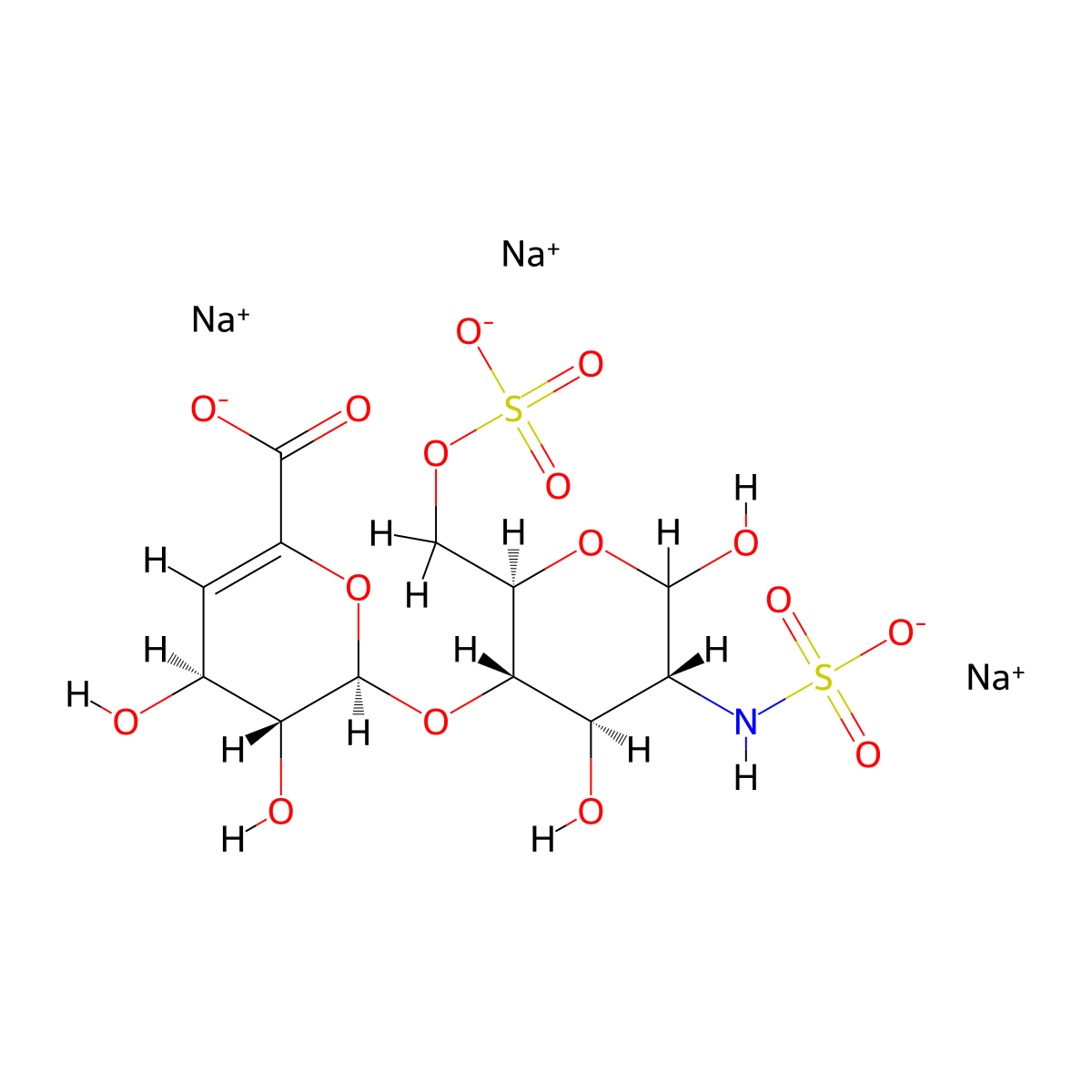 Heparin disaccharide II-S sodium salt molecular structure, CAS 136098-05-0