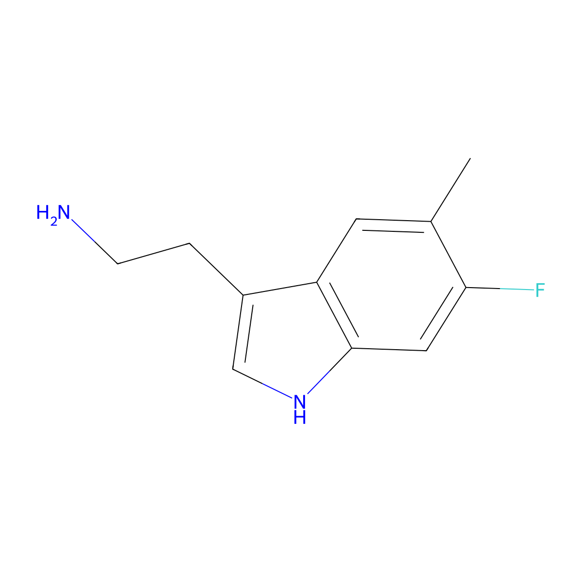 2-(6-fluoro-5-methyl-1H-indol-3-yl)ethan-1-amine molecular structure, CAS 1360983-27-2