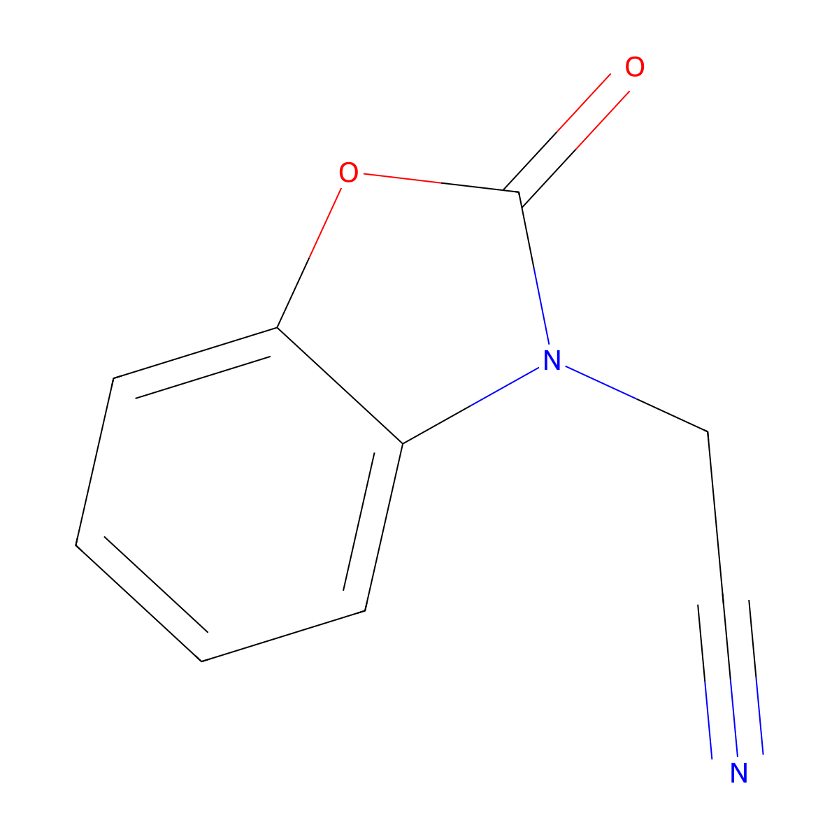 (2-oxo-1,3-benzoxazol-3(2H)-yl)acetonitrile molecular structure, CAS 13610-48-5