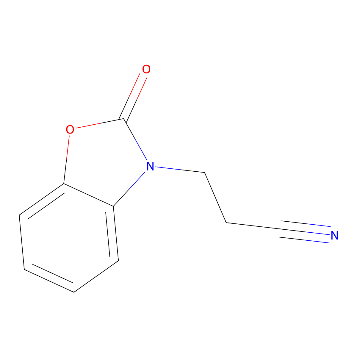 3-(2-Oxo-2,3-dihydro-1,3-benzoxazol-3-yl)propanenitrile molecular structure, CAS 13610-55-4