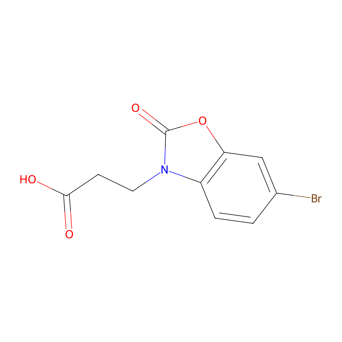 3-(6-bromo-2-oxo-1,3-benzoxazol-3(2H)-yl)propanoic acid molecular structure, CAS 13610-61-2