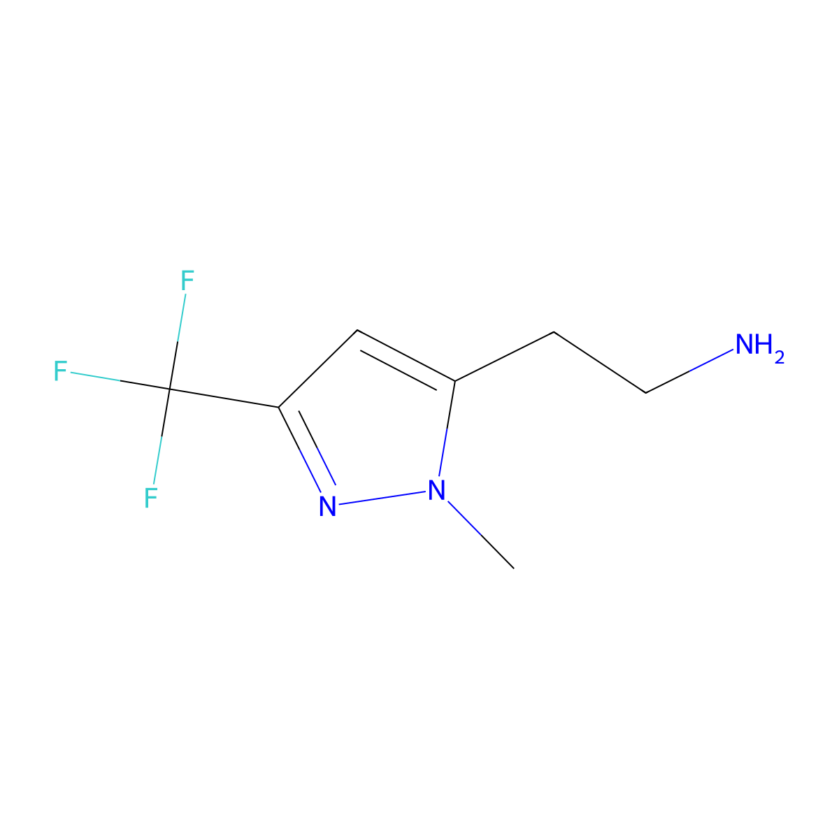 2-(1-methyl-3-(trifluoromethyl)-1H-pyrazol-5-yl)ethan-1-amine molecular structure, CAS 1361003-61-3