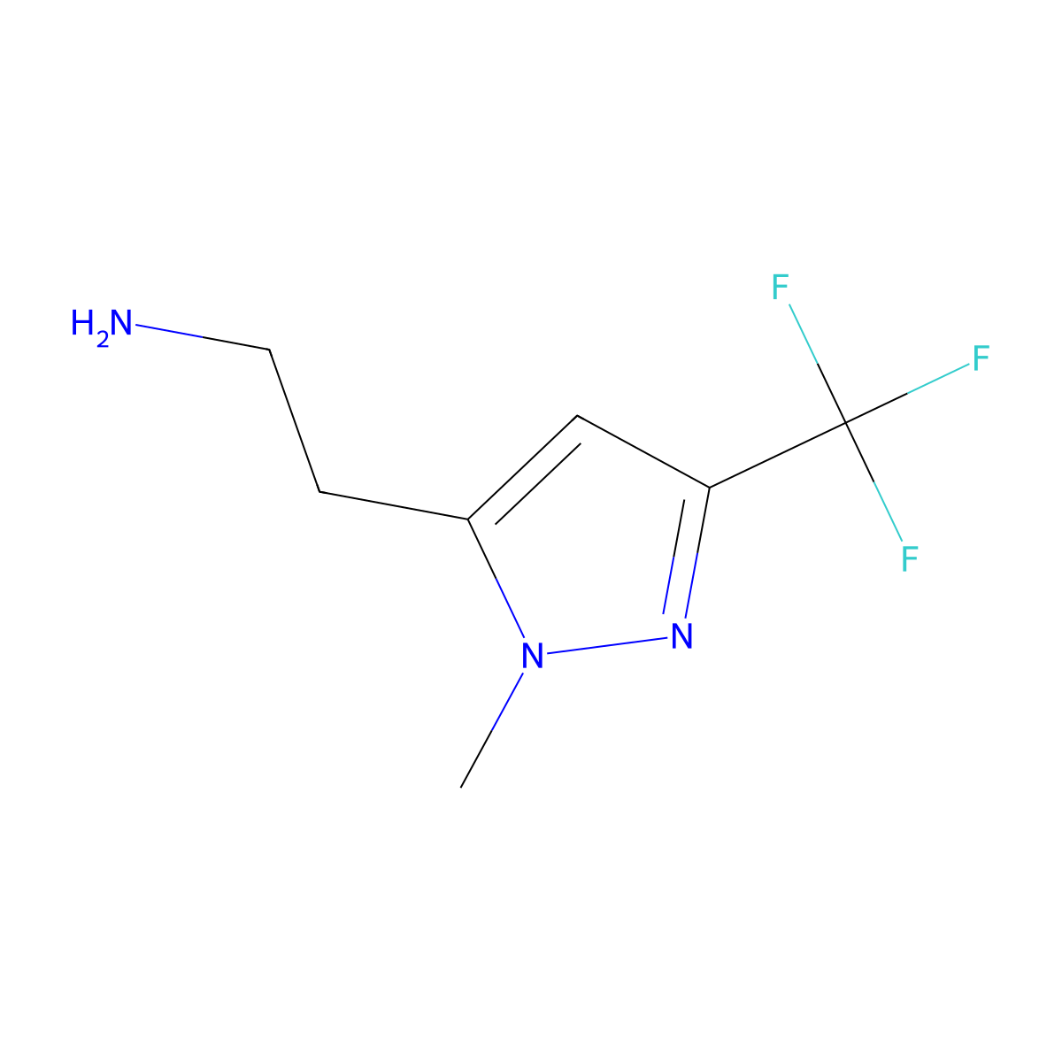 2-(1-methyl-3-(trifluoromethyl)-1H-pyrazol-5-yl)ethan-1-amine molecular structure, CAS 1361003-61-3