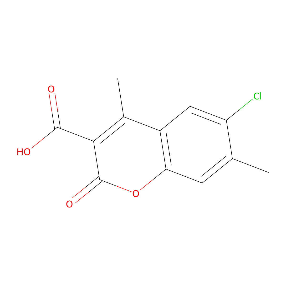 6-Chloro-4,7-dimethyl-2-oxo-2H-chromene-3-carboxylic acid molecular structure, CAS 1361003-82-8