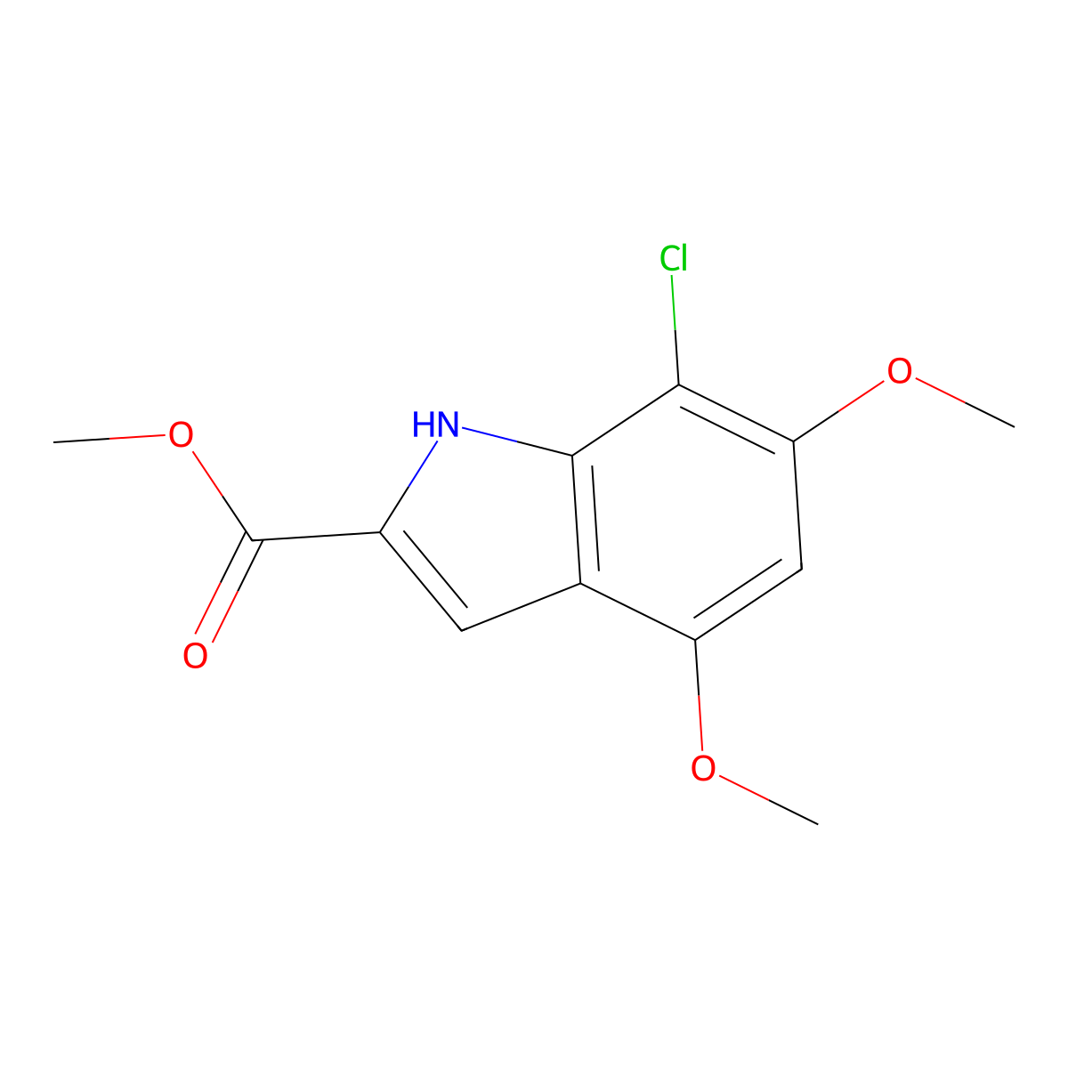 Methyl 7-chloro-4,6-dimethoxy-1H-indole-2-carboxylate molecular structure, CAS 1361004-17-2