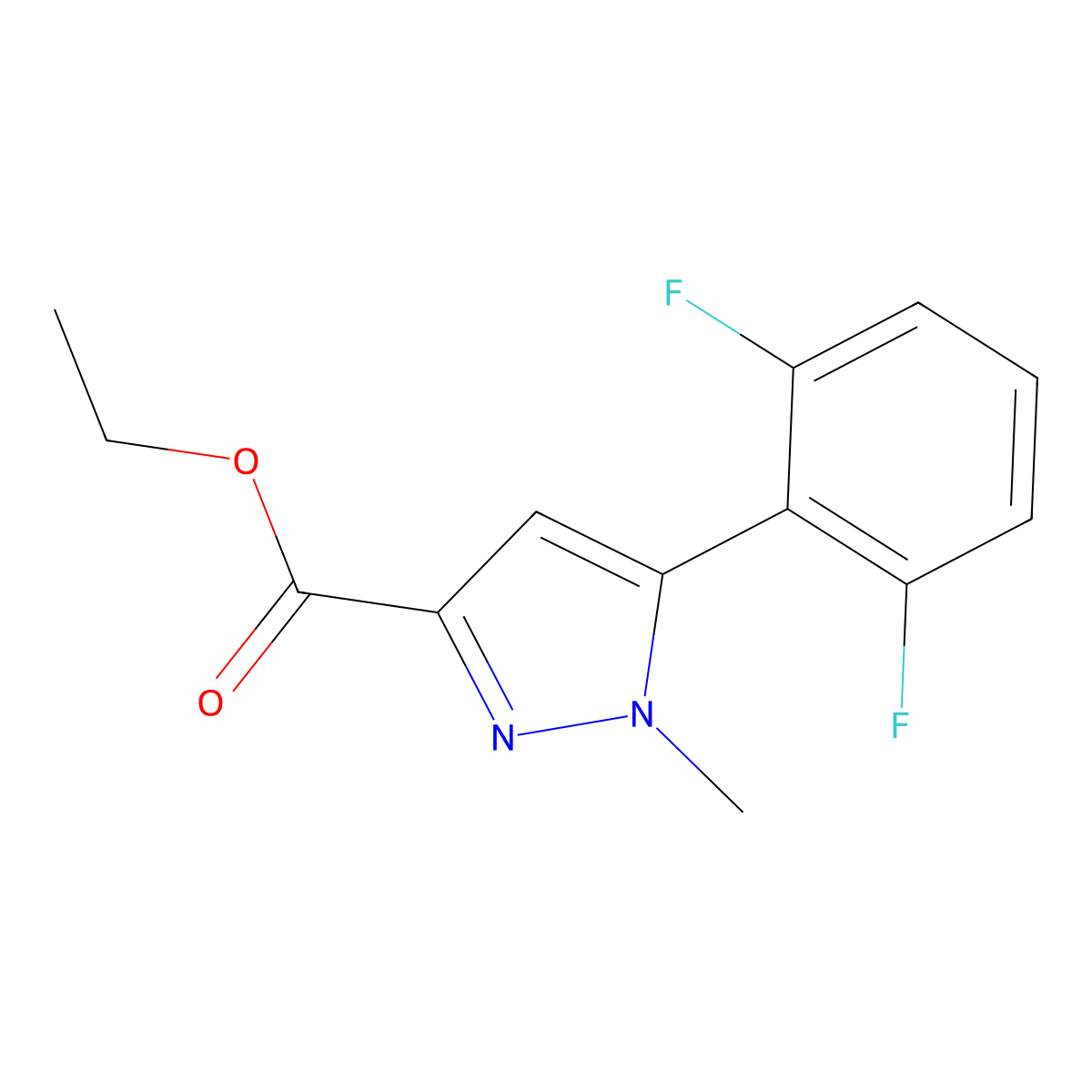 ethyl 5-(2,6-difluorophenyl)-1-methyl-1H-pyrazole-3-carboxylate molecular structure, CAS 1361019-08-0