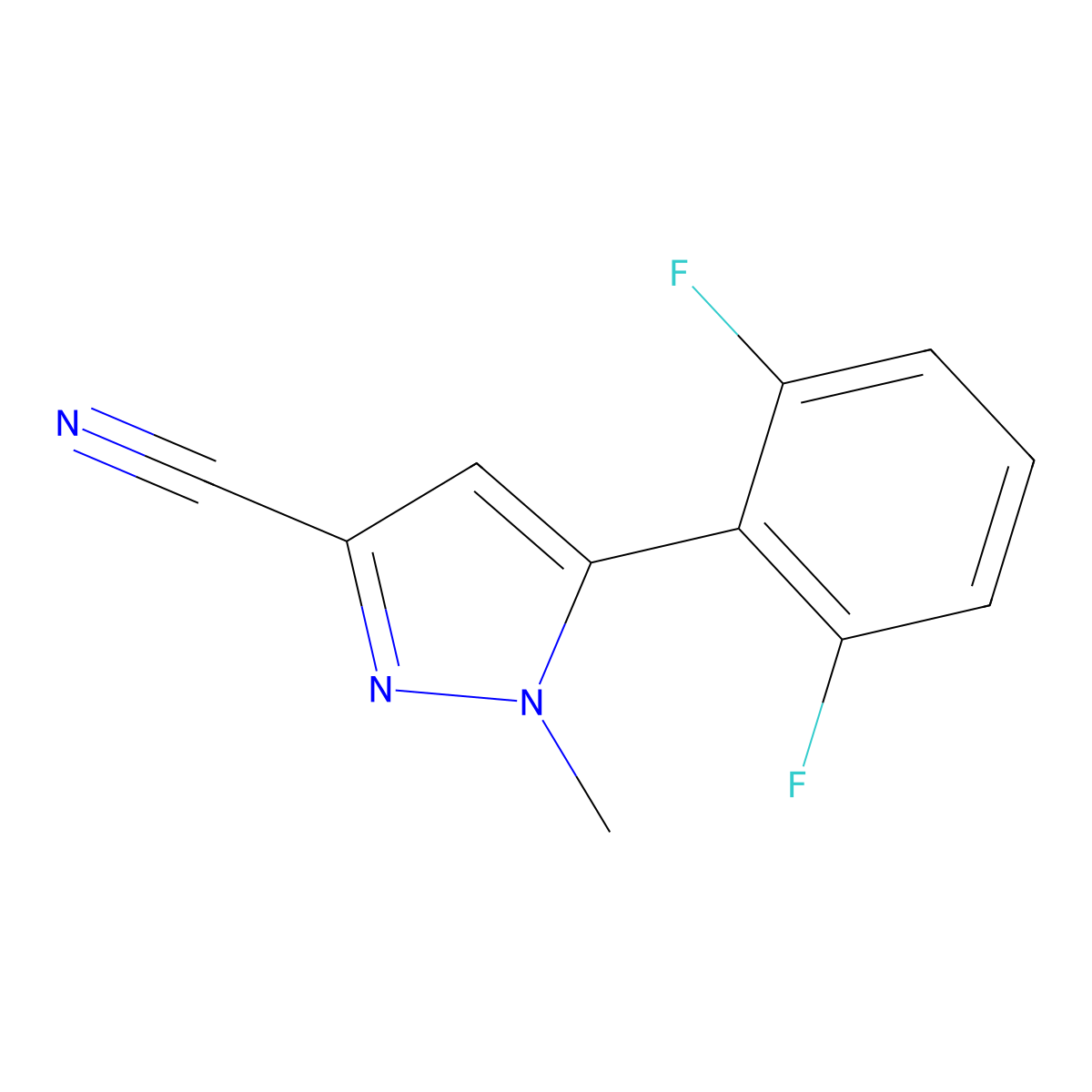 5-(2,6-difluorophenyl)-1-methyl-1H-pyrazole-3-carbonitrile molecular structure, CAS 1361019-09-1