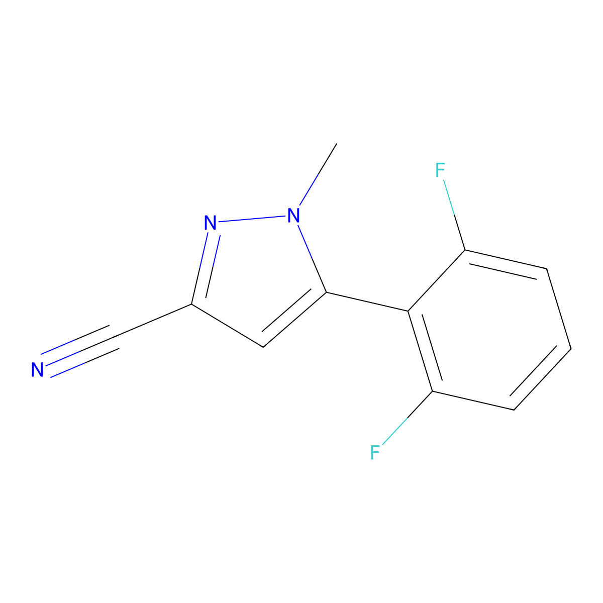 5-(2,6-difluorophenyl)-1-methyl-1H-pyrazole-3-carbonitrile molecular structure, CAS 1361019-09-1