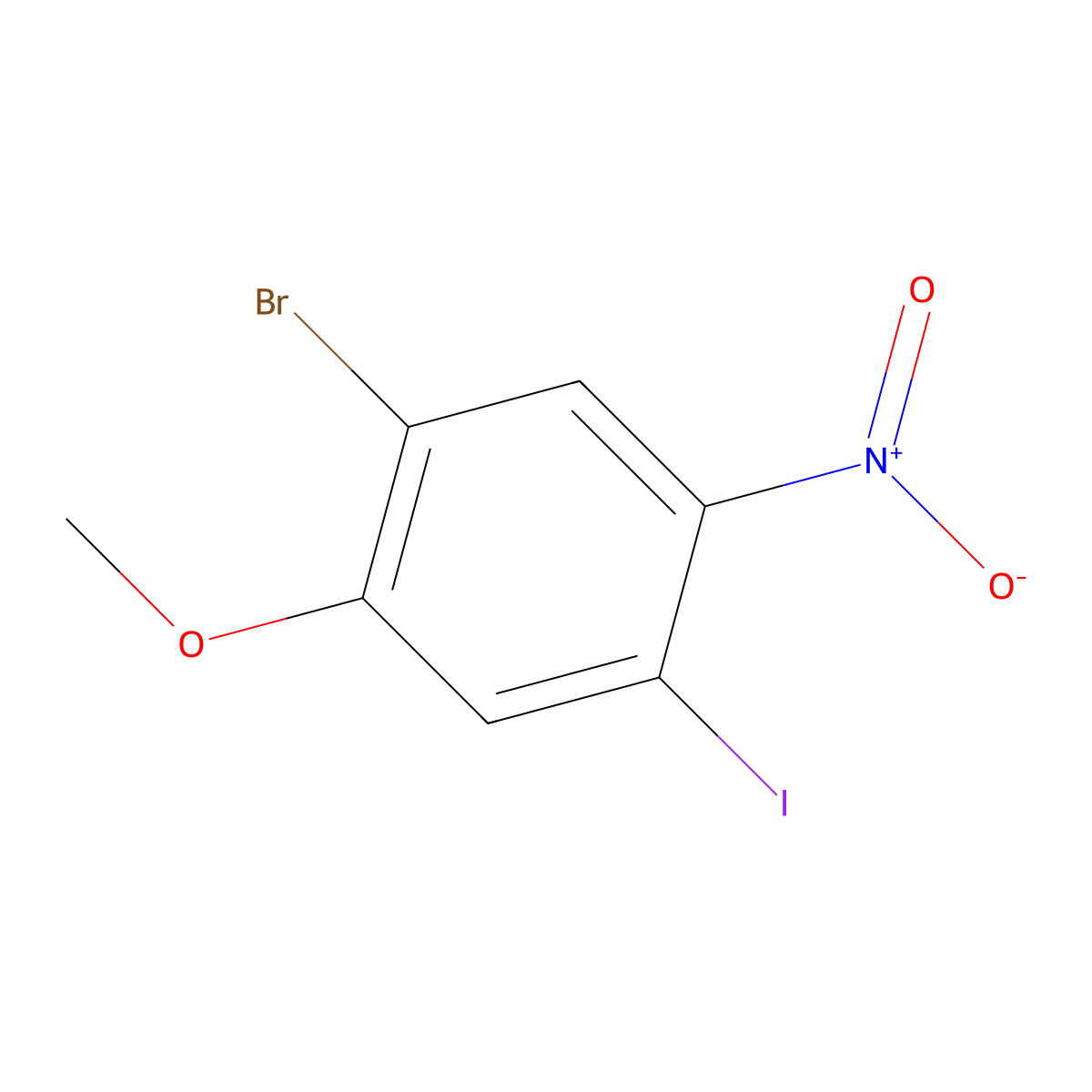 1-Bromo-4-iodo-2-methoxy-5-nitrobenzene molecular structure, CAS 1361021-39-7