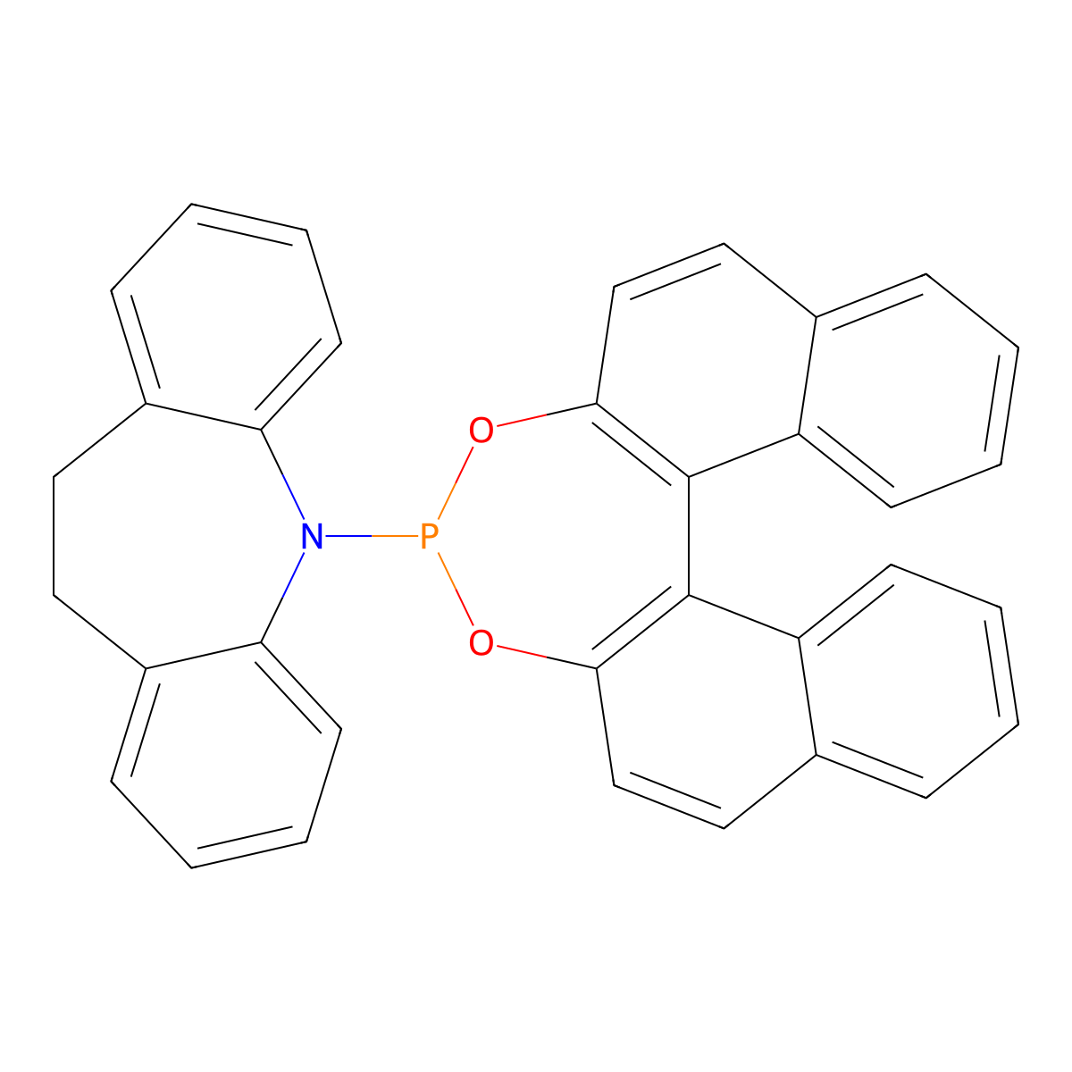 5-(11bR)-Dinaphtho[2,1-d:1',2'-f][1,3,2]dioxaphosphepin-4-yl-10,11-dihydro-5H-dibenz[b,f]azepine molecular structure, CAS 1361055-01-7