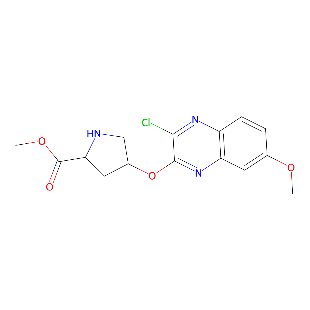 methyl (2S,4R)-4-(3-chloro-7-methoxy-quinoxalin-2-yl)oxypyrrolidine-2-carboxylate molecular structure, CAS 1361089-26-0