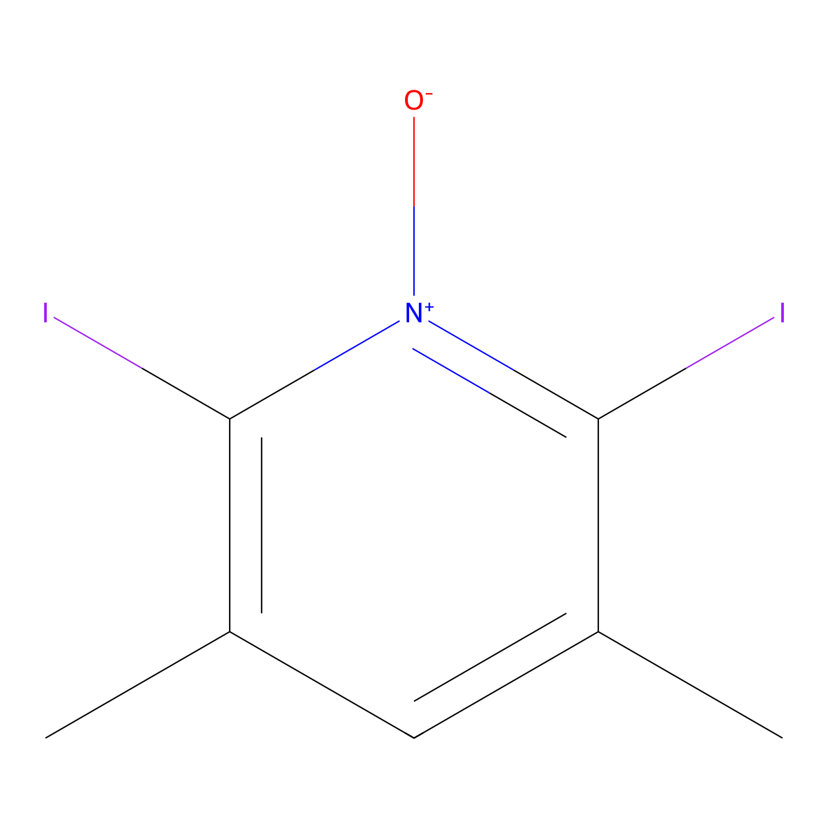 2,6-Diiodo-3,5-dimethylpyridin-1-ium-1-olate molecular structure, CAS 1361091-92-0