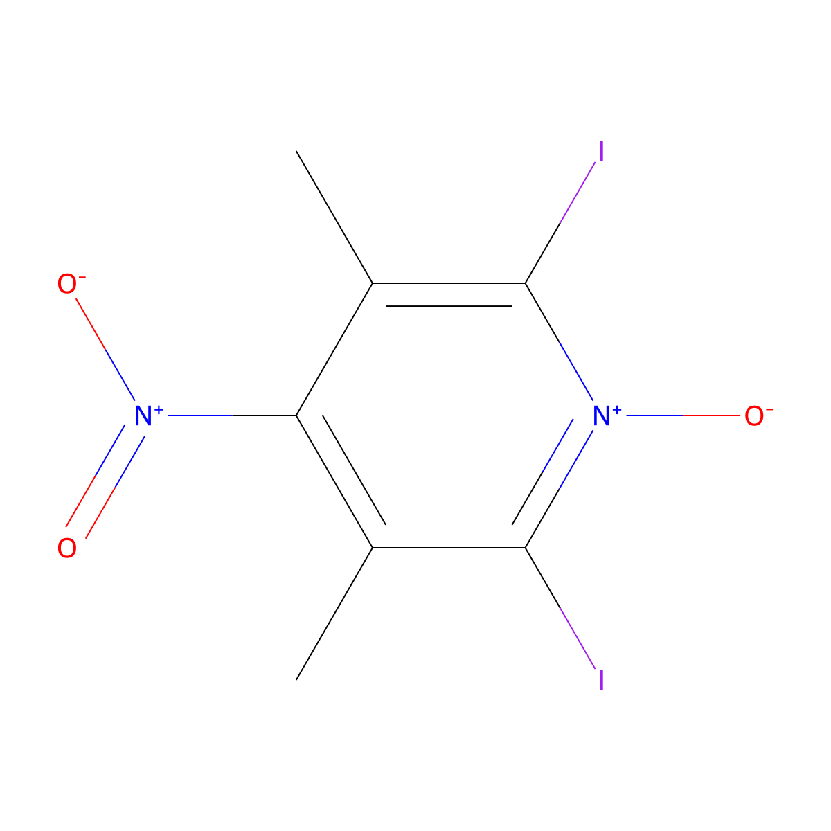 2,6-Diiodo-3,5-dimethyl-4-nitropyridin-1-ium-1-olate molecular structure, CAS 1361091-93-1