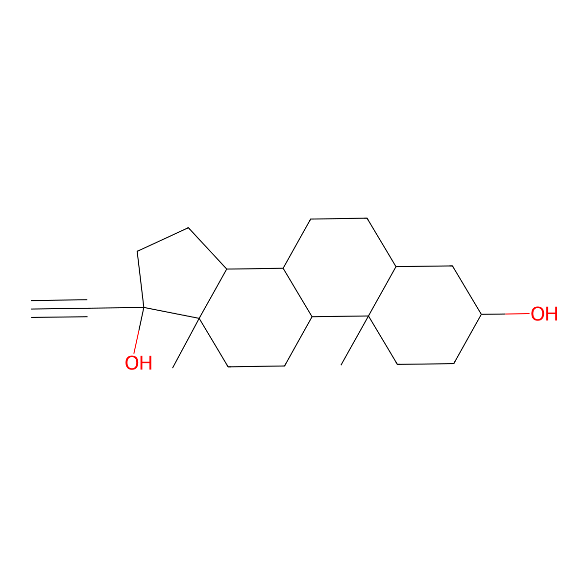 17alpha-Ethynyl-3beta-androstanediol molecular structure, CAS 13611-96-6