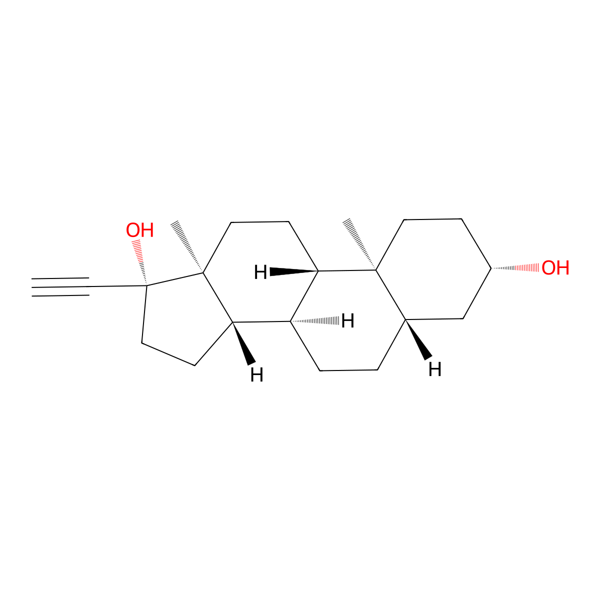 17alpha-Ethynyl-3beta-androstanediol molecular structure, CAS 13611-96-6