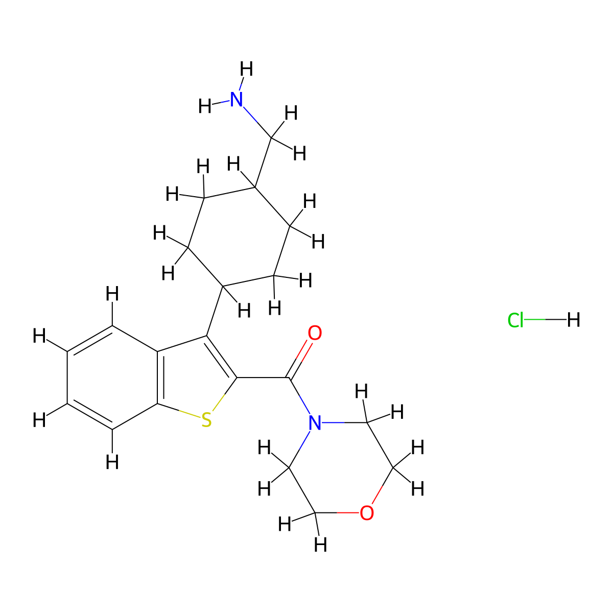 [3-(4-Aminomethyl-cyclohexyl)-benzo[b]thiophen-2-yl]-morpholin-4-yl-methanone hydrochloride molecular structure, CAS 1361111-26-3