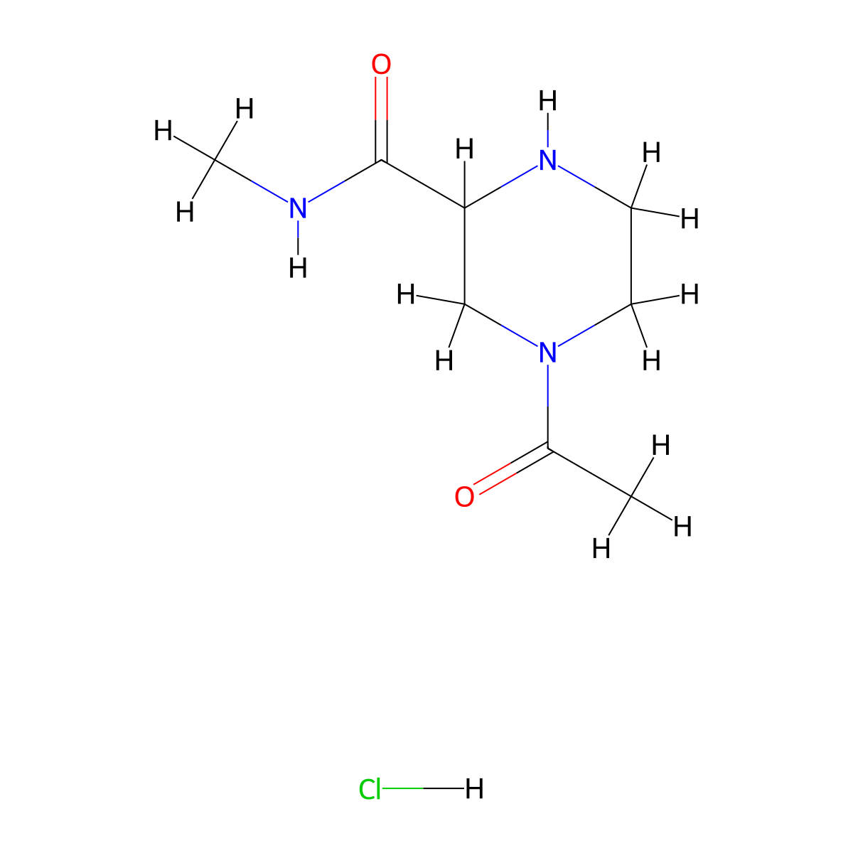 4-acetyl-N-methylpiperazine-2-carboxamide hydrochloride molecular structure, CAS 1361111-27-4