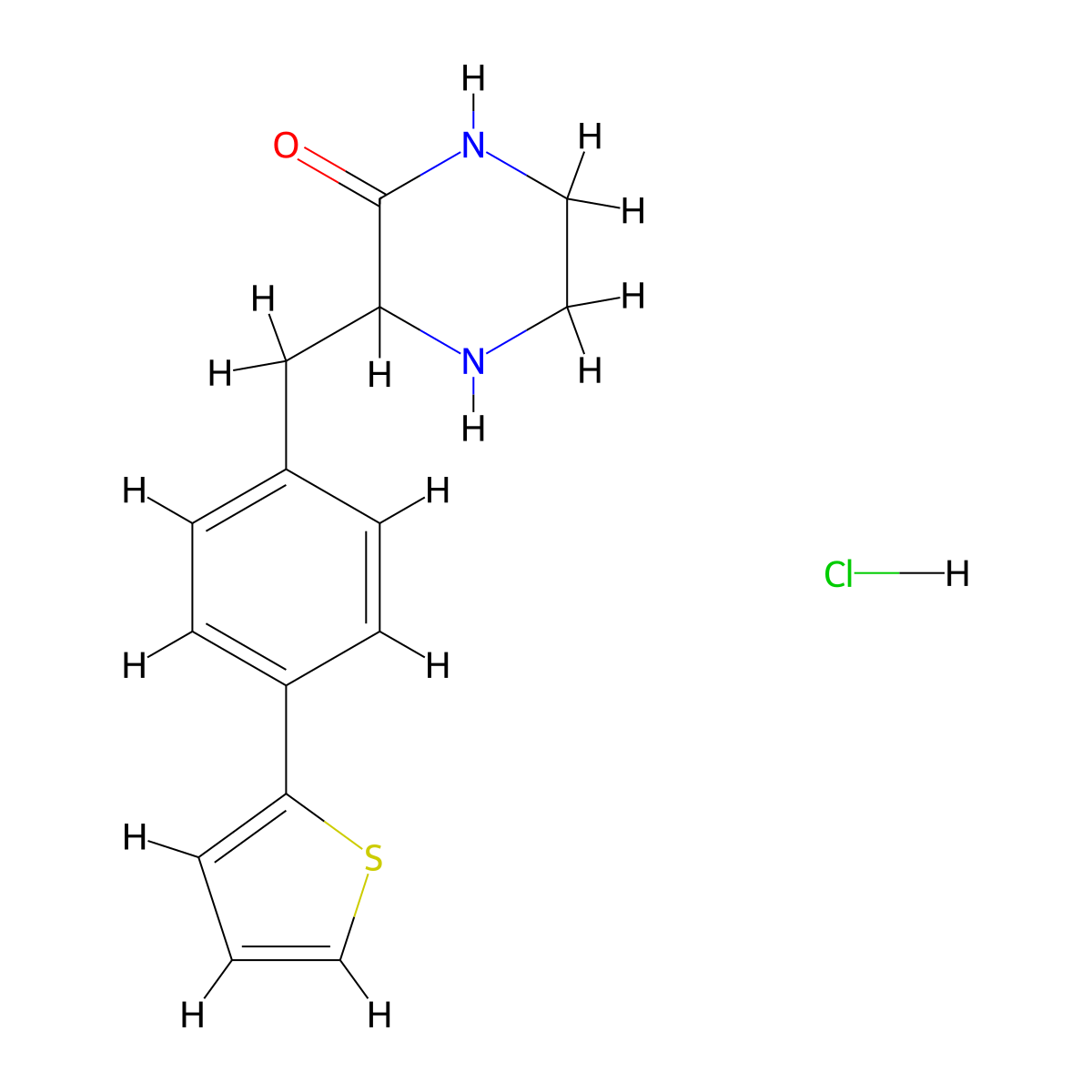 3-(4-Thiophen-2-yl-benzyl)-piperazin-2-one hydrochloride molecular structure, CAS 1361111-28-5