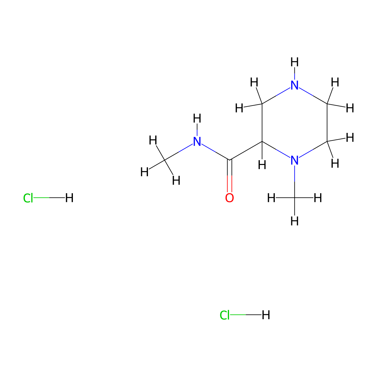 N,1-dimethylpiperazine-2-carboxamide dihydrochloride molecular structure, CAS 1361111-35-4