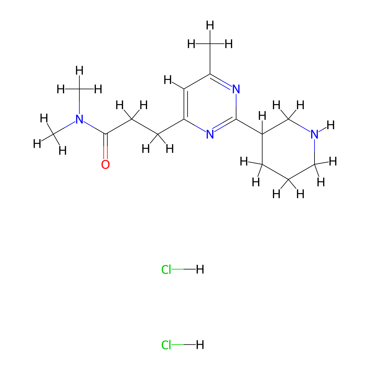 N,N-Dimethyl-3-(6-methyl-2-(piperidin-3-yl)pyrimidin-4-yl)propanamide dihydrochloride molecular structure, CAS 1361111-37-6