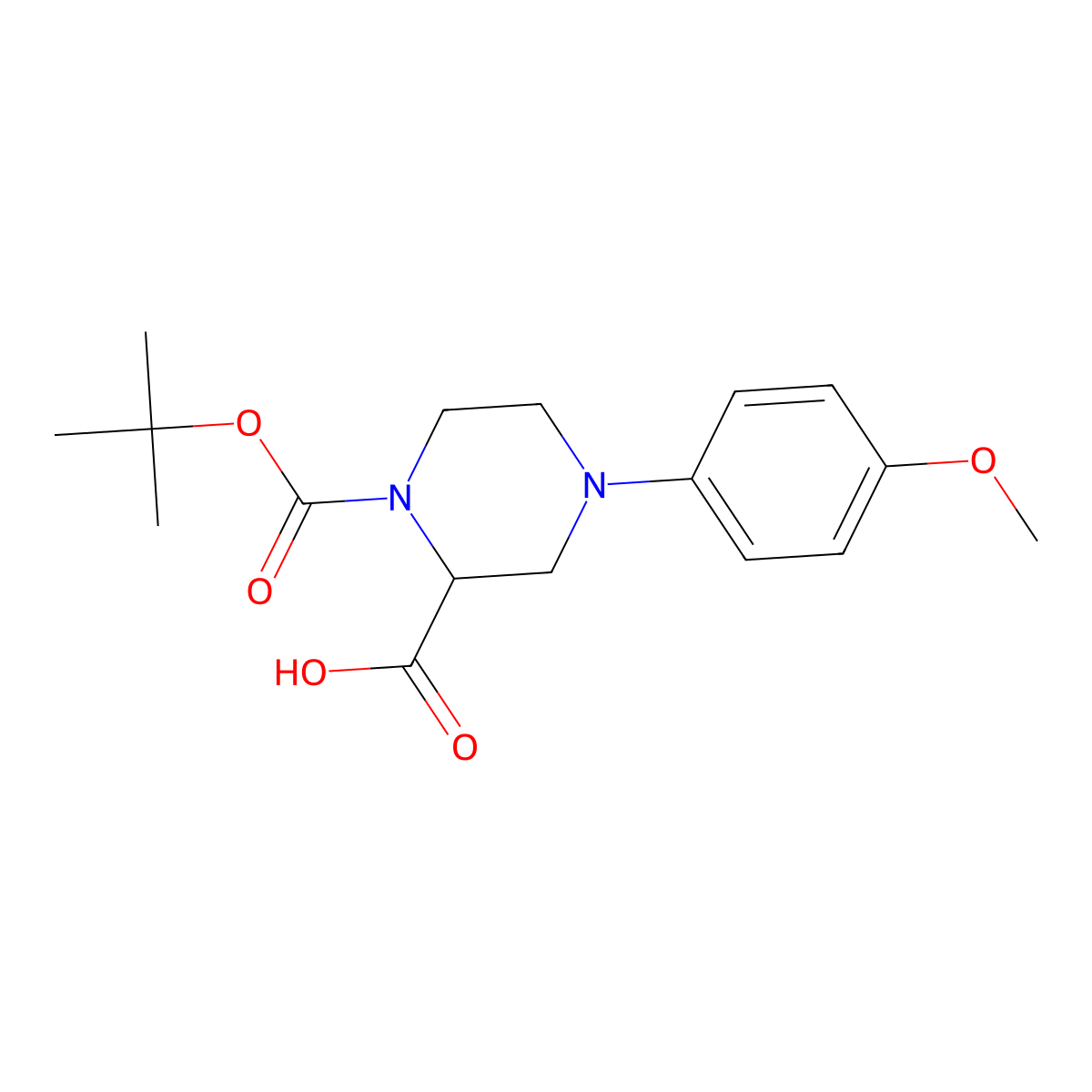 1-(Tert-butoxycarbonyl)-4-(4-methoxyphenyl)piperazine-2-carboxylic acid molecular structure, CAS 1361111-48-9