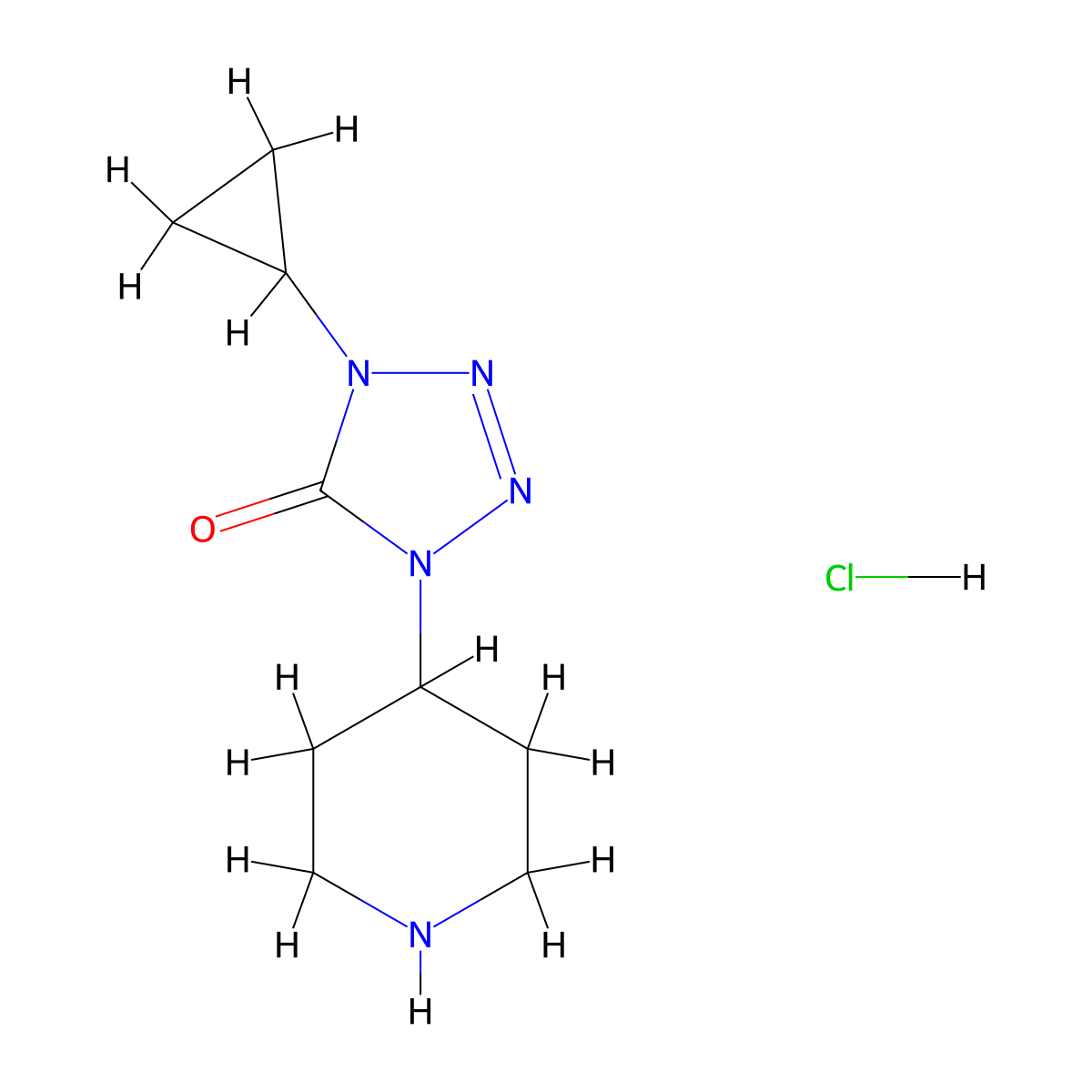 1-Cyclopropyl-4-piperidin-4-yl-1,4-dihydro-tetrazol-5-one hydrochloride molecular structure, CAS 1361111-57-0