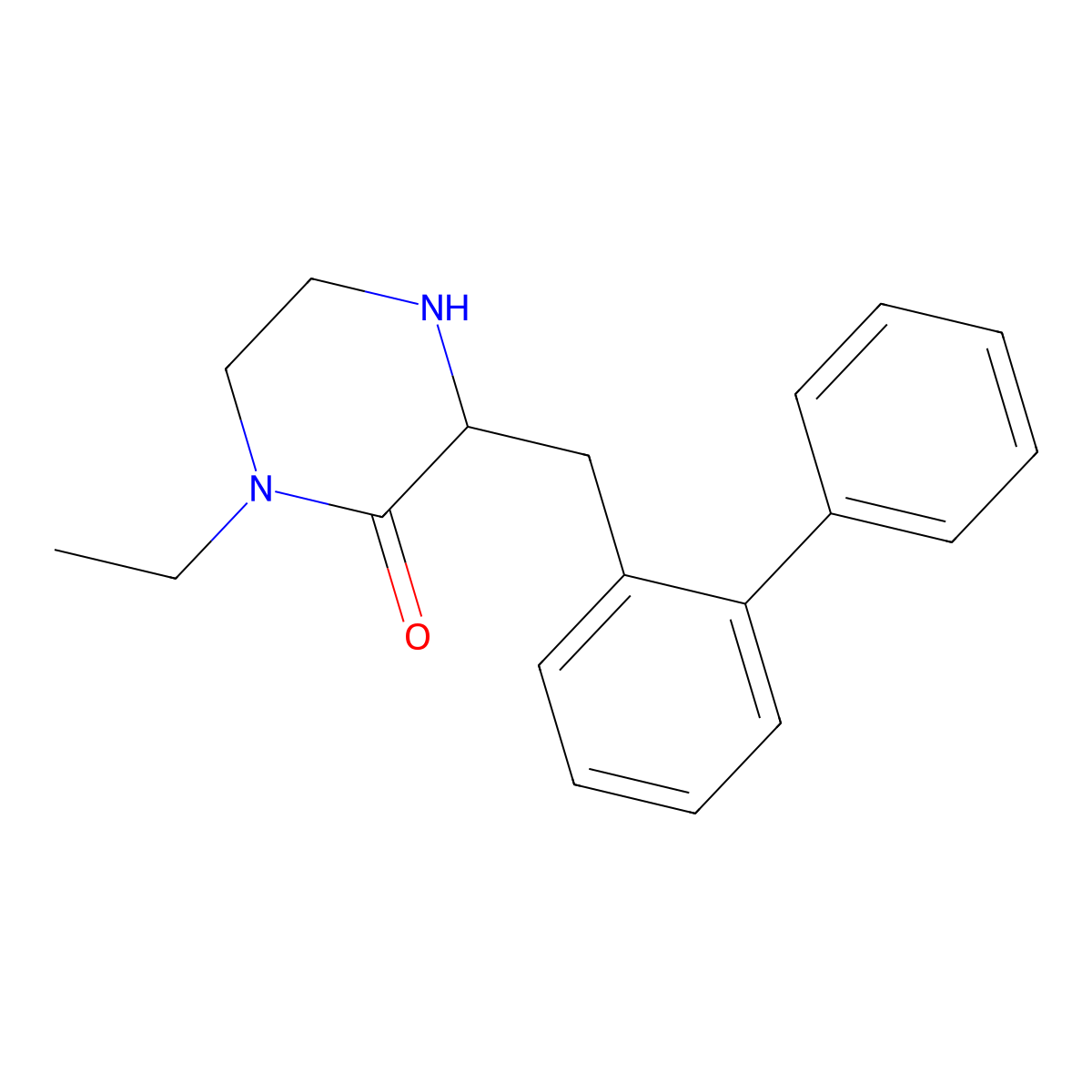 1-Ethyl-3-[(2-phenylphenyl)methyl]piperazin-2-one molecular structure, CAS 1361111-63-8