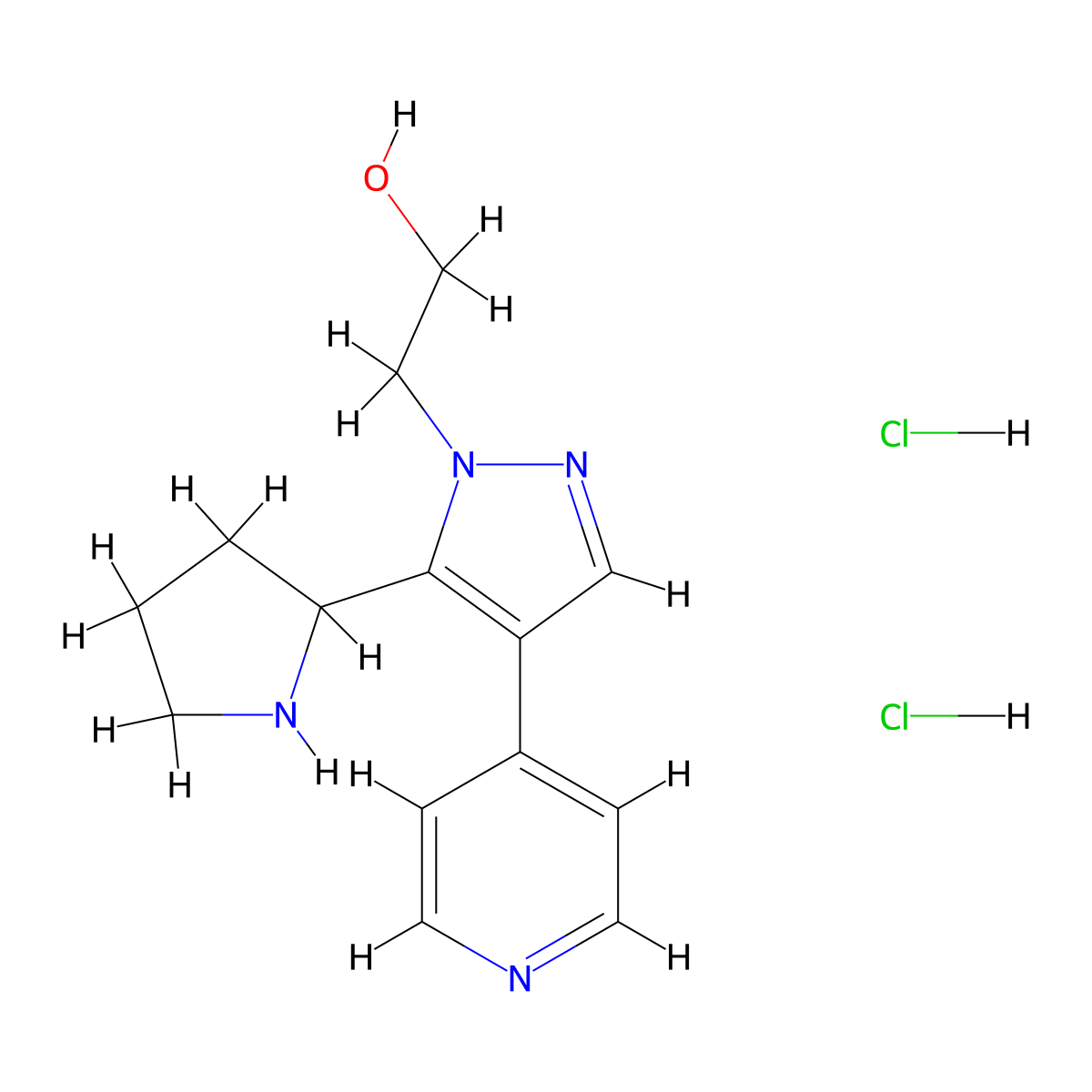 2-(4-(Pyridin-4-yl)-5-(pyrrolidin-2-yl)-1H-pyrazol-1-yl)ethanol dihydrochloride molecular structure, CAS 1361111-64-9