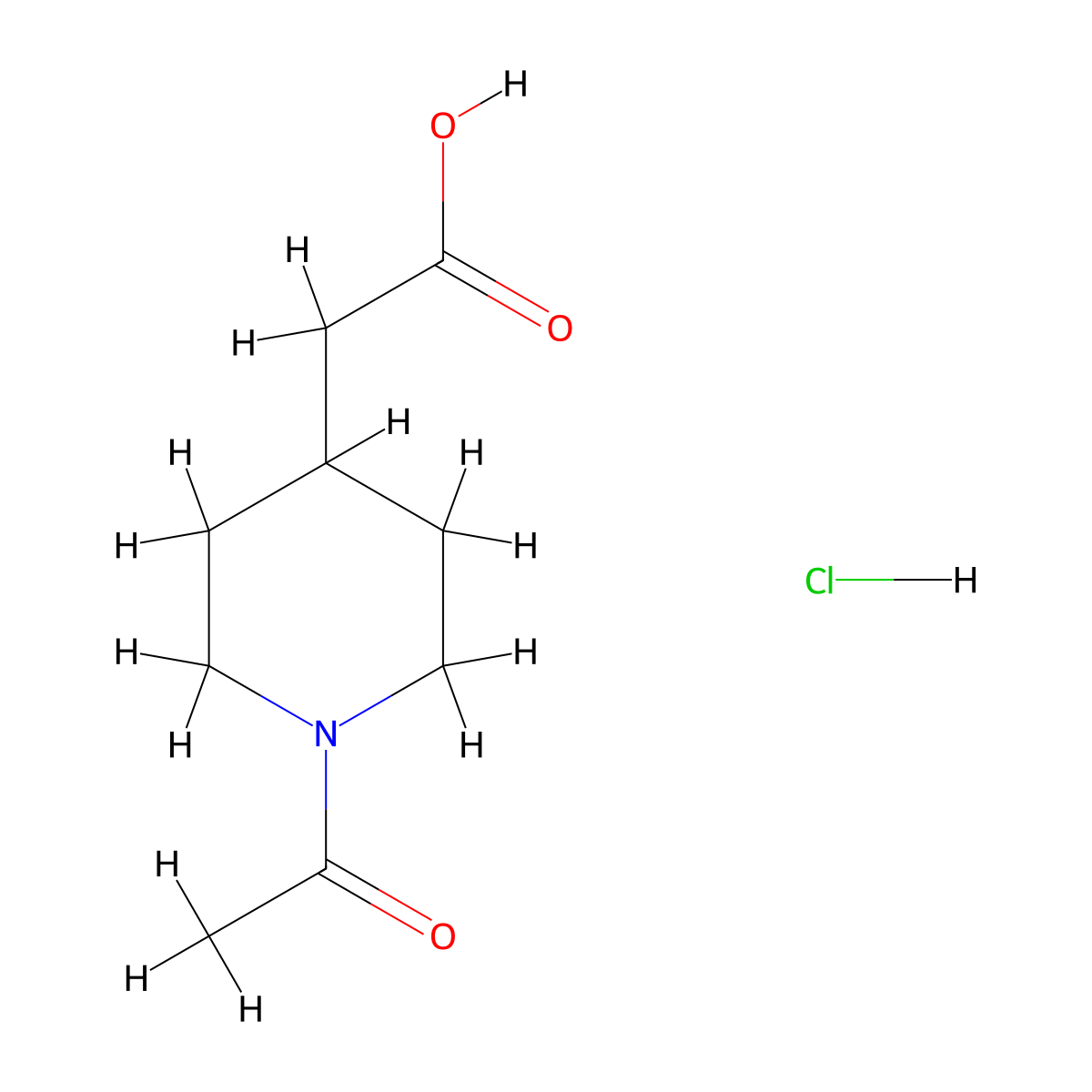 (1-Acetyl-piperidin-4-yl)-acetic acid hydrochloride molecular structure, CAS 1361111-66-1