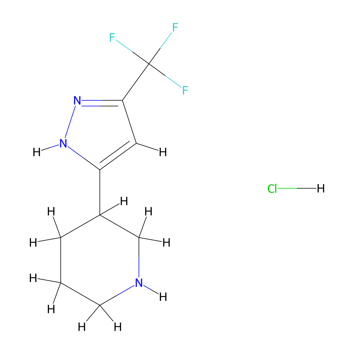 3-(5-Trifluoromethyl-1H-pyrazol-3-yl)-piperidine hydrochloride molecular structure, CAS 1361111-74-1