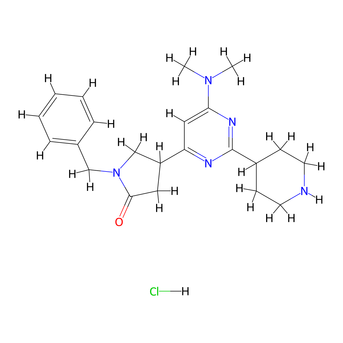 1-Benzyl-4-(6-dimethylamino-2-piperidin-4-yl-pyrimidin-4-yl)-pyrrolidin-2-one hydrochloride molecular structure, CAS 1361111-79-6