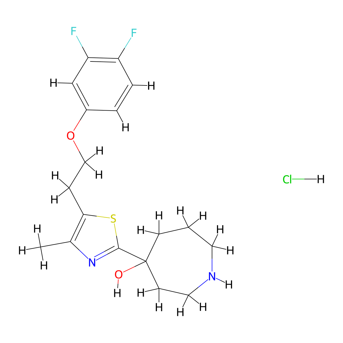 4-{5-[2-(3,4-Difluoro-phenoxy)-ethyl]-4-methyl-thiazol-2-yl}-azepan-4-ol hydrochloride molecular structure, CAS 1361111-81-0