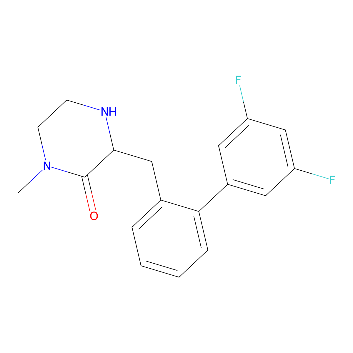 3-[[2-(3,5-Difluorophenyl)phenyl]methyl]-1-methylpiperazin-2-one molecular structure, CAS 1361111-85-4