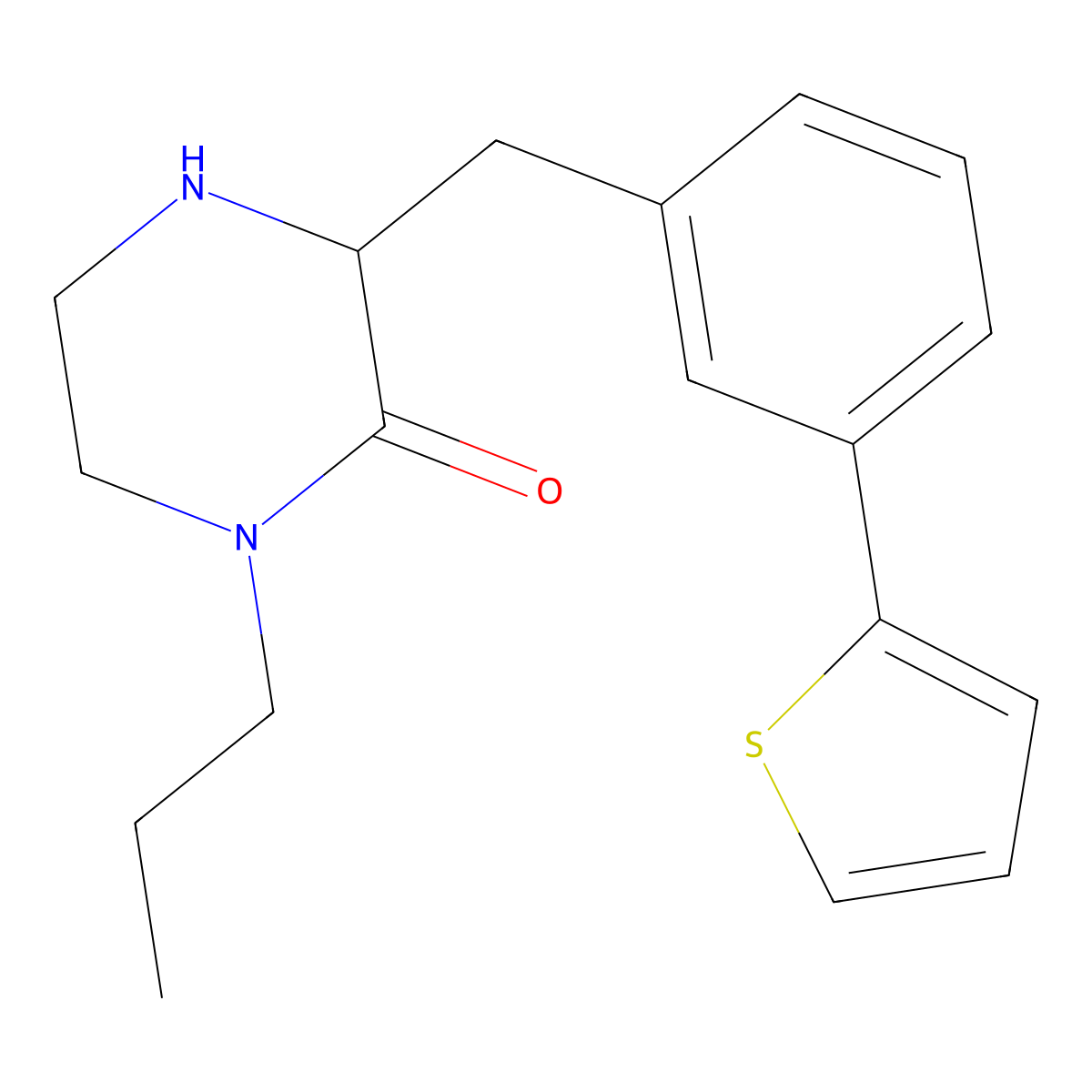 1-Propyl-3-(3-thiophen-2-yl-benzyl)-piperazin-2-one molecular structure, CAS 1361111-88-7