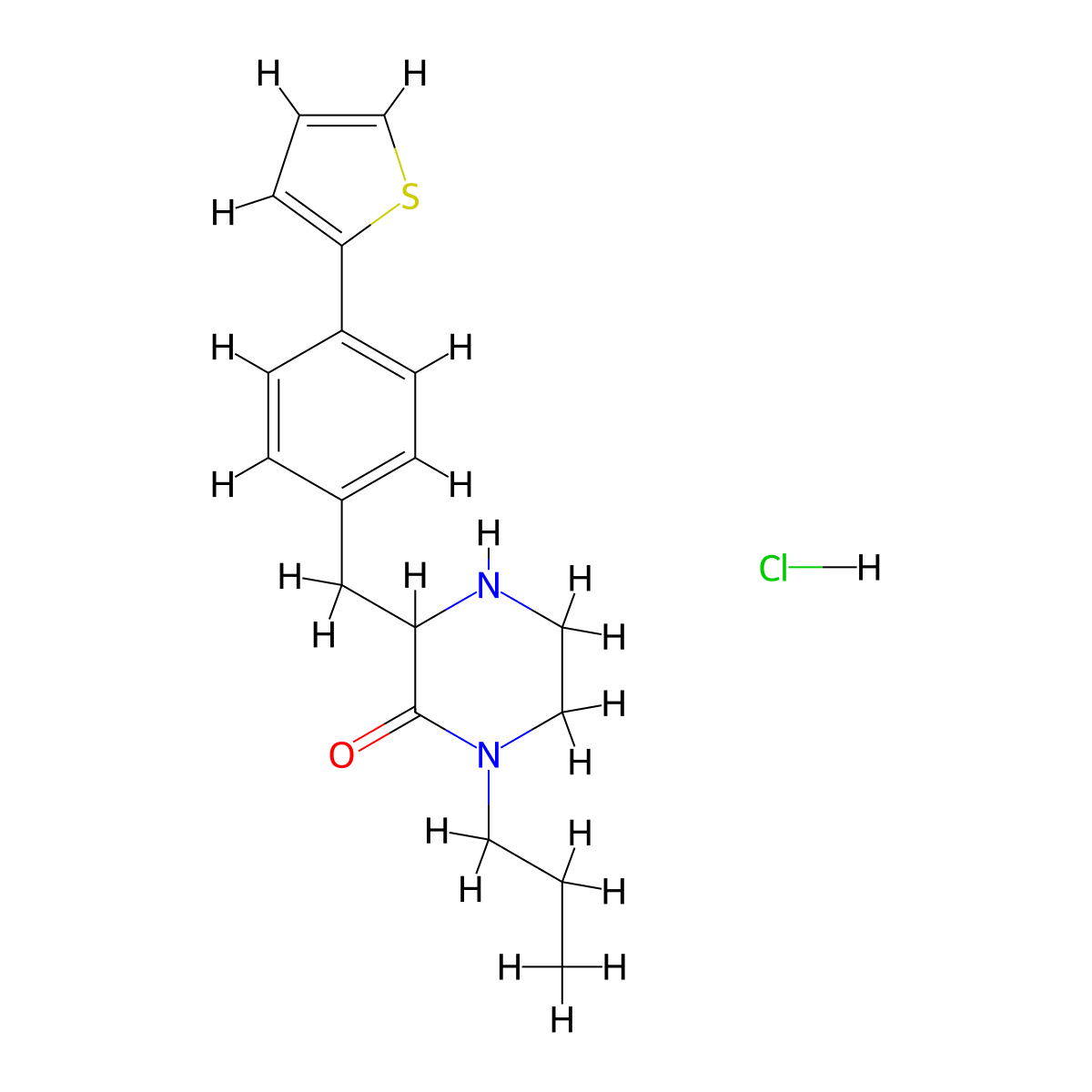 1-Propyl-3-(4-thiophen-2-yl-benzyl)-piperazin-2-one hydrochloride molecular structure, CAS 1361111-93-4
