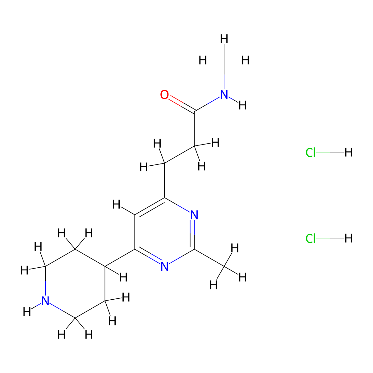 N-Methyl-3-(2-methyl-6-piperidin-4-yl-pyrimidin-4-yl)-propionamide dihydrochloride molecular structure, CAS 1361111-98-9