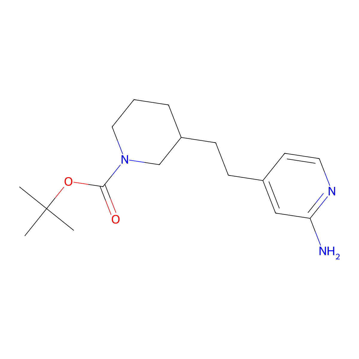 Tert-butyl 3-[2-(2-aminopyridin-4-yl)ethyl]piperidine-1-carboxylate molecular structure, CAS 1361112-04-0