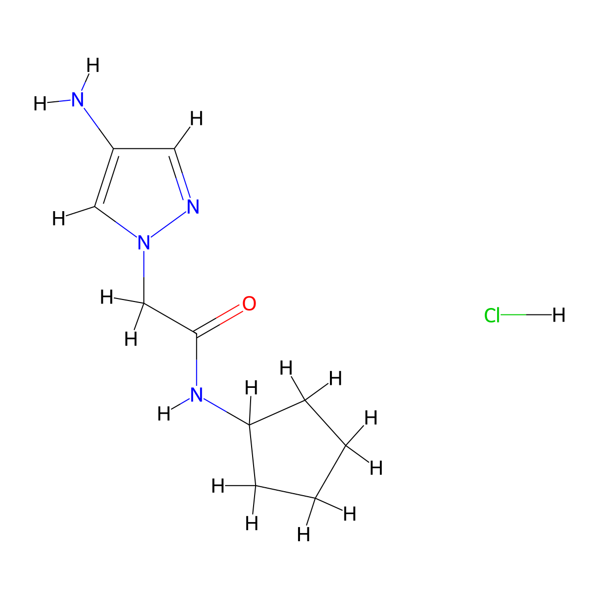 2-(4-Amino-1H-pyrazol-1-yl)-N-cyclopentylacetamide hydrochloride molecular structure, CAS 1361112-11-9