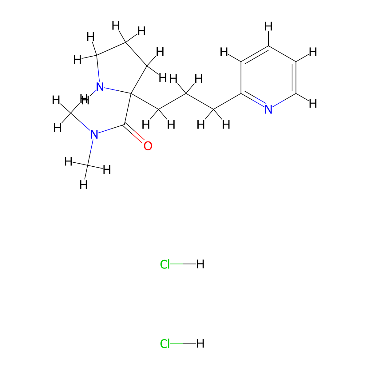2-(3-Pyridin-2-yl-propyl)-pyrrolidine-2-carboxylic aciddimethylamide dihydrochloride molecular structure, CAS 1361112-20-0