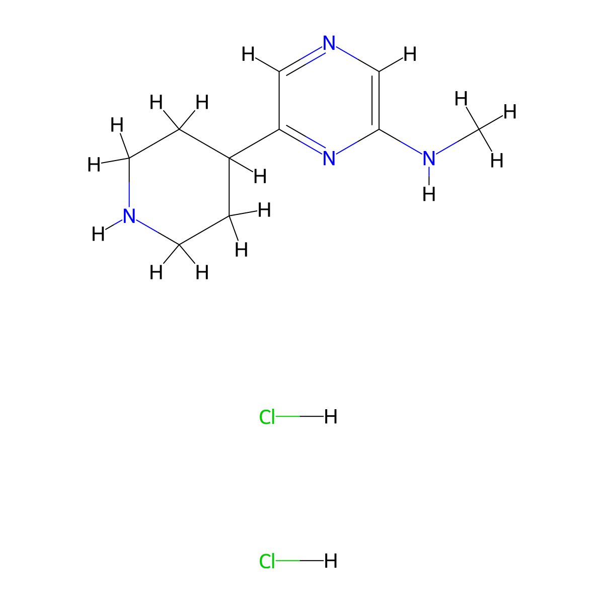 N-methyl-6-(piperidin-4-yl)pyrazin-2-amine dihydrochloride molecular structure, CAS 1361112-25-5