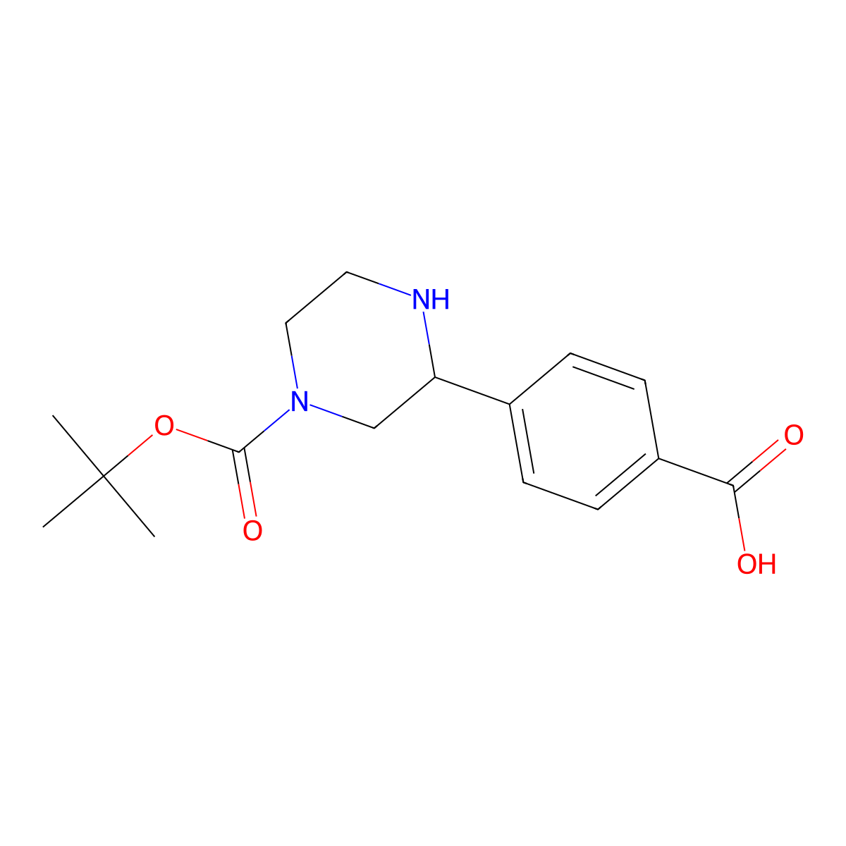 4-(4-((Tert-butoxy)carbonyl)piperazin-2-yl)benzoic acid molecular structure, CAS 1361112-26-6