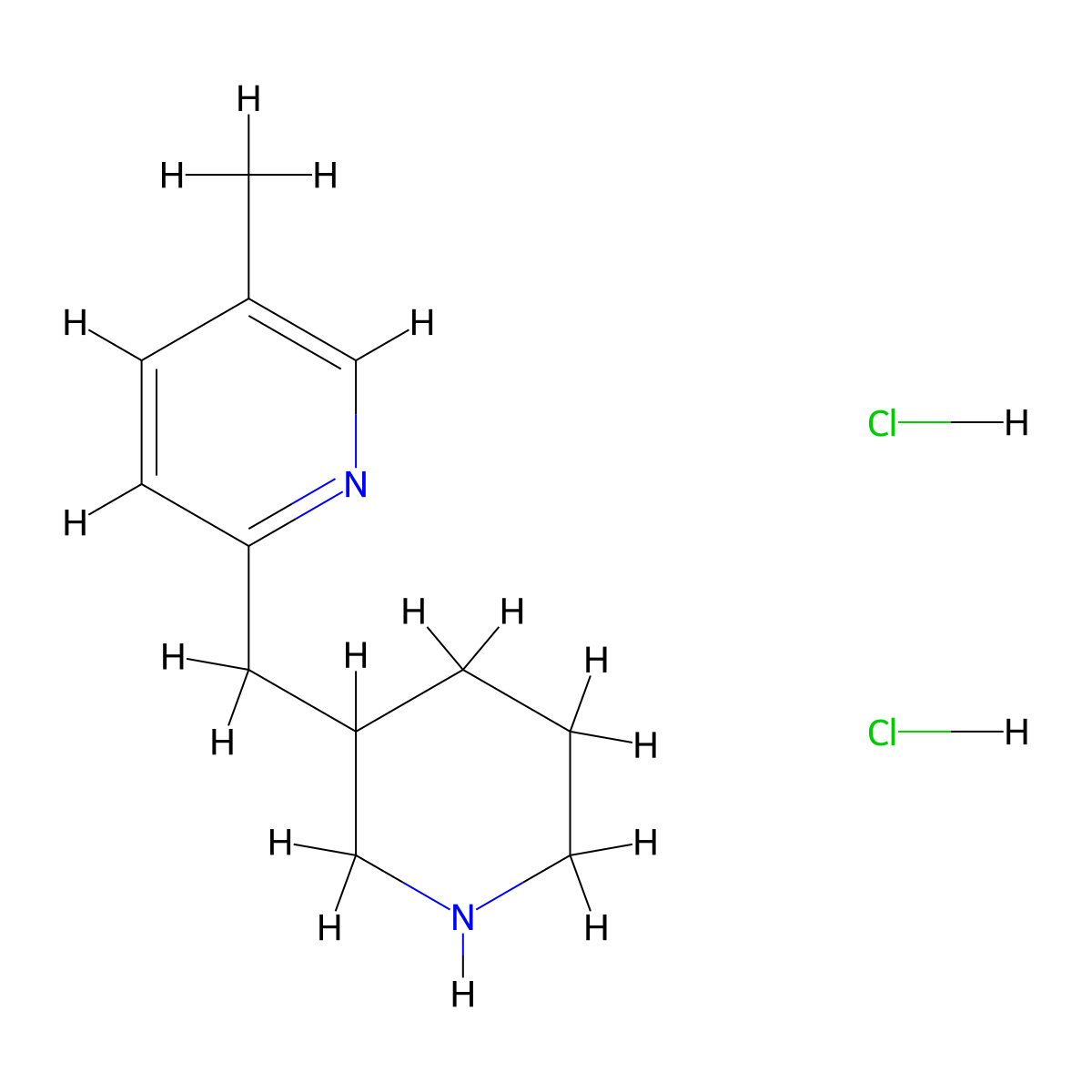 5-Methyl-2-(piperidin-3-ylmethyl)pyridine dihydrochloride molecular structure, CAS 1361112-29-9
