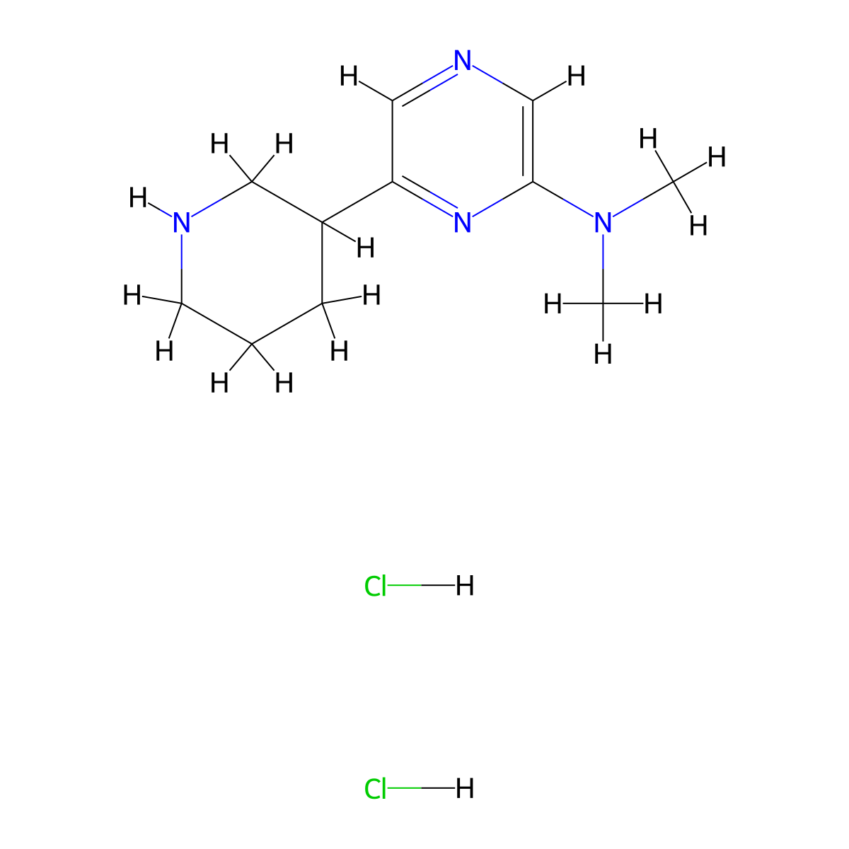 N,N-dimethyl-6-(piperidin-3-yl)pyrazin-2-amine dihydrochloride molecular structure, CAS 1361112-30-2