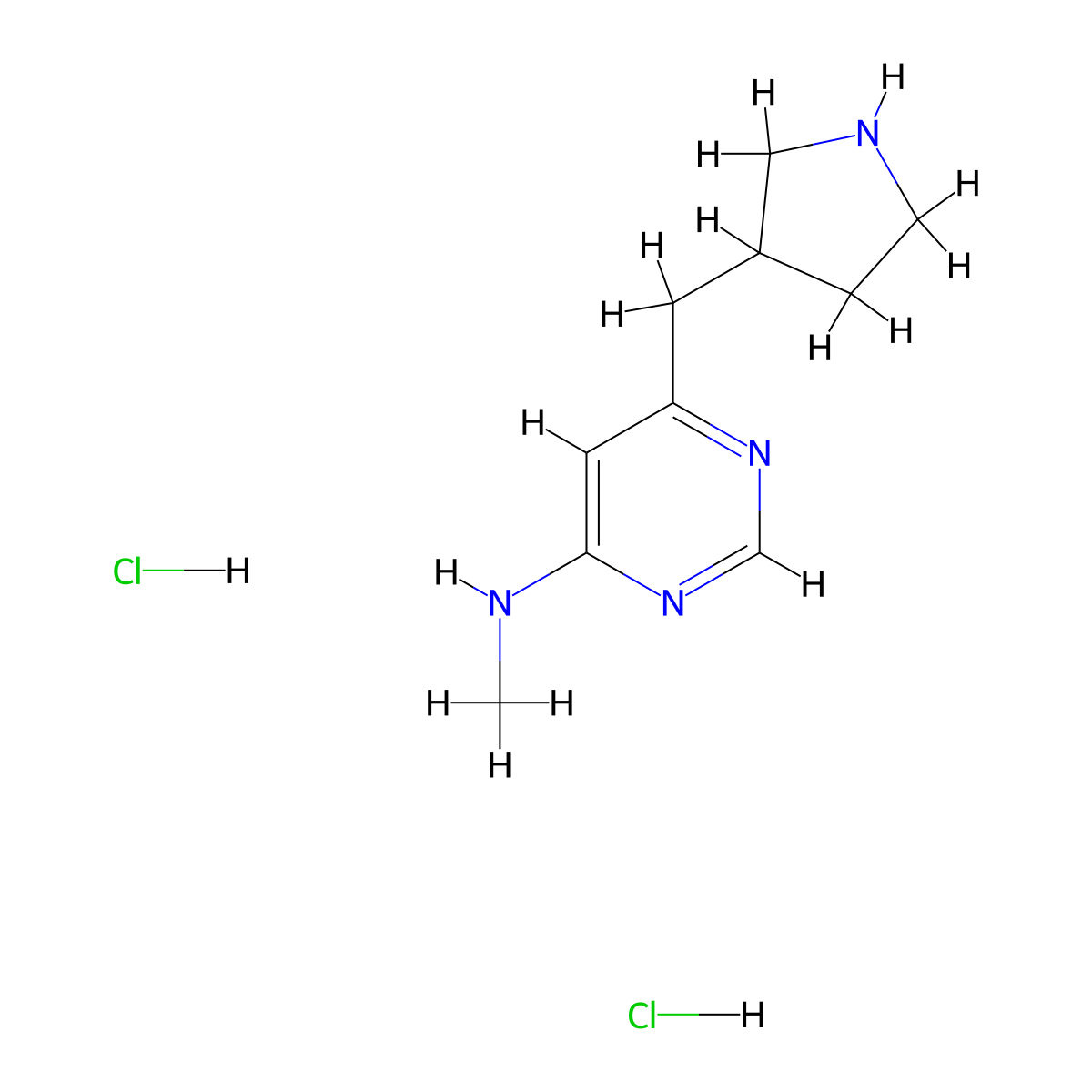 N-methyl-6-(pyrrolidin-3-ylmethyl)pyrimidin-4-amine dihydrochloride molecular structure, CAS 1361112-31-3