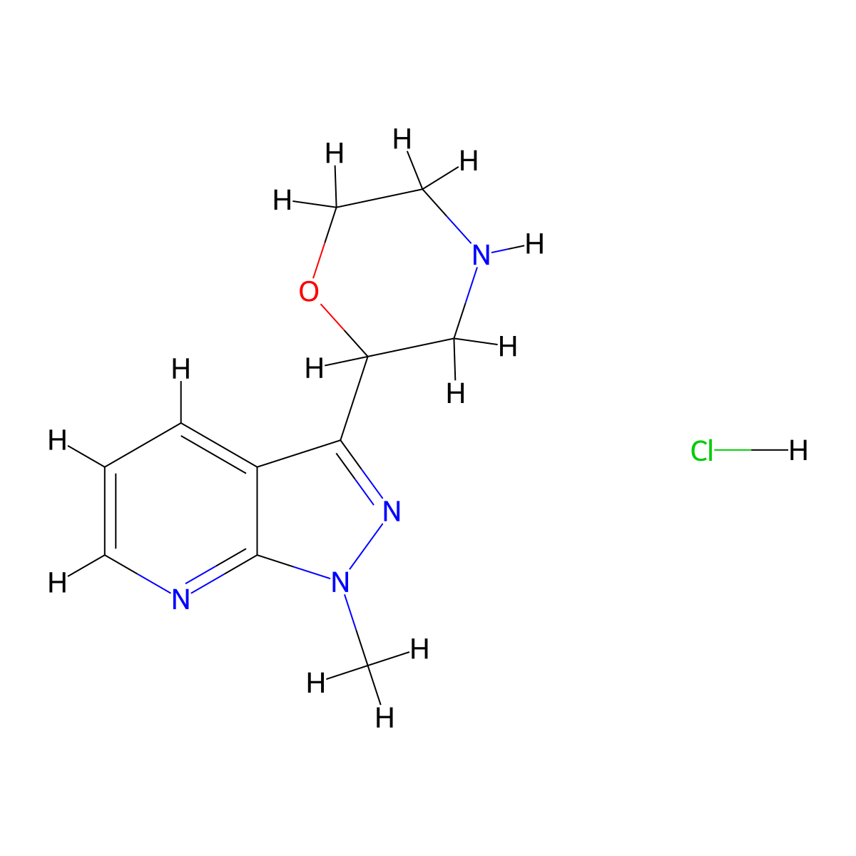 1-Methyl-3-morpholin-2-yl-1H-pyrazolo[3,4-b]pyridine hydrochloride molecular structure, CAS 1361112-32-4