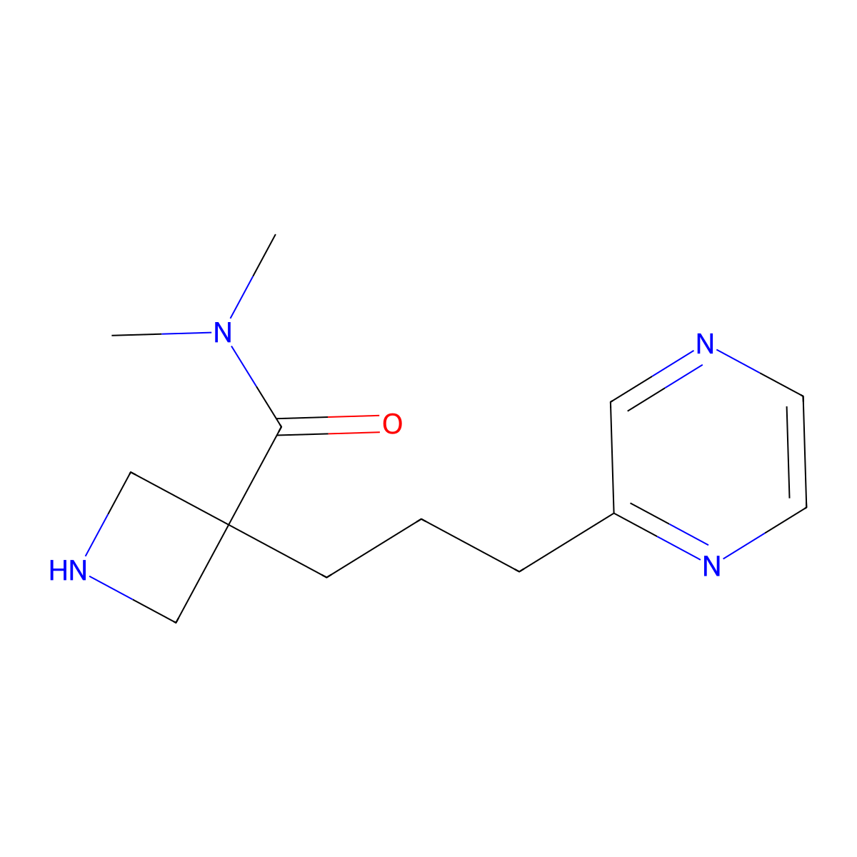 N,N-Dimethyl-3-(3-(pyrazin-2-yl)propyl)azetidine-3-carboxamide molecular structure, CAS 1361112-34-6