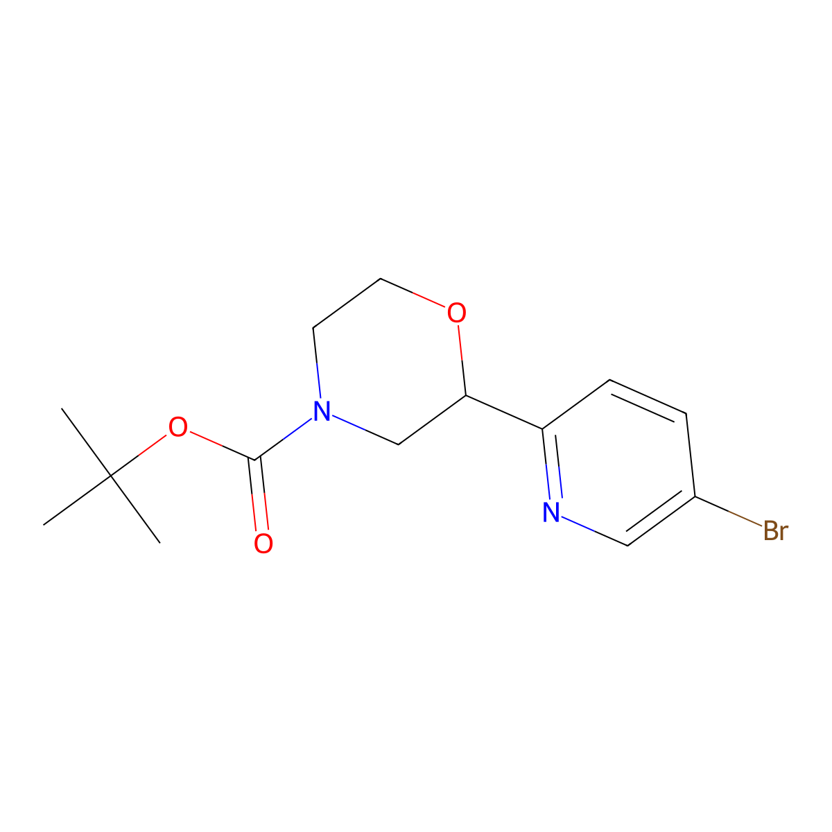 Tert-butyl 2-(5-bromopyridin-2-yl)morpholine-4-carboxylate molecular structure, CAS 1361112-38-0