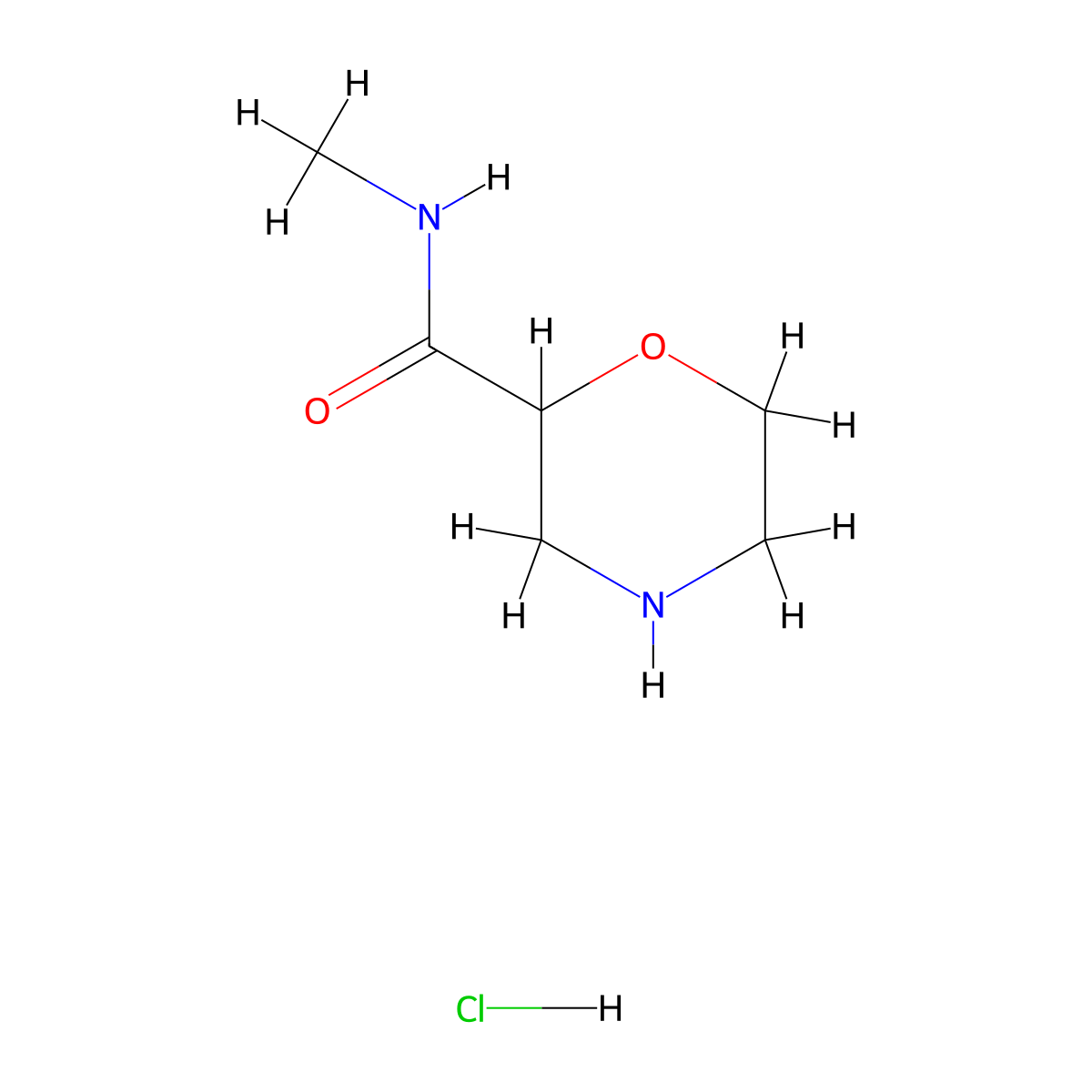 N-methylmorpholine-2-carboxamide hydrochloride molecular structure, CAS 1361112-44-8